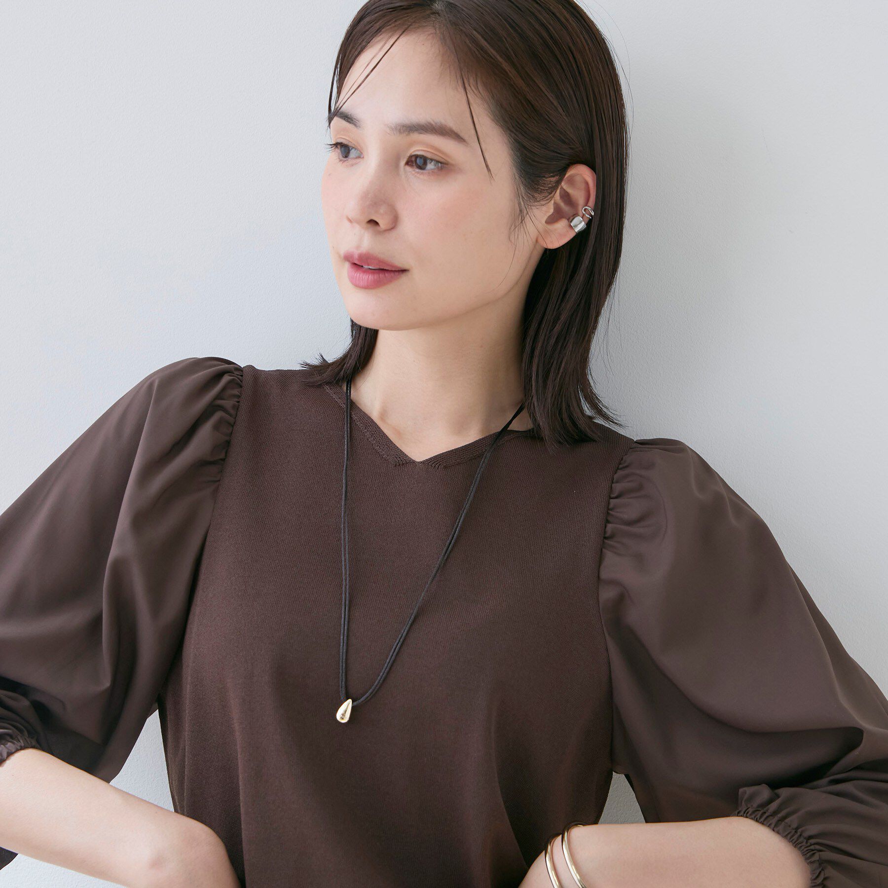 INDIVI「【長さ調整自由】2連コード ドロップトップネックレス」|ネックレス|