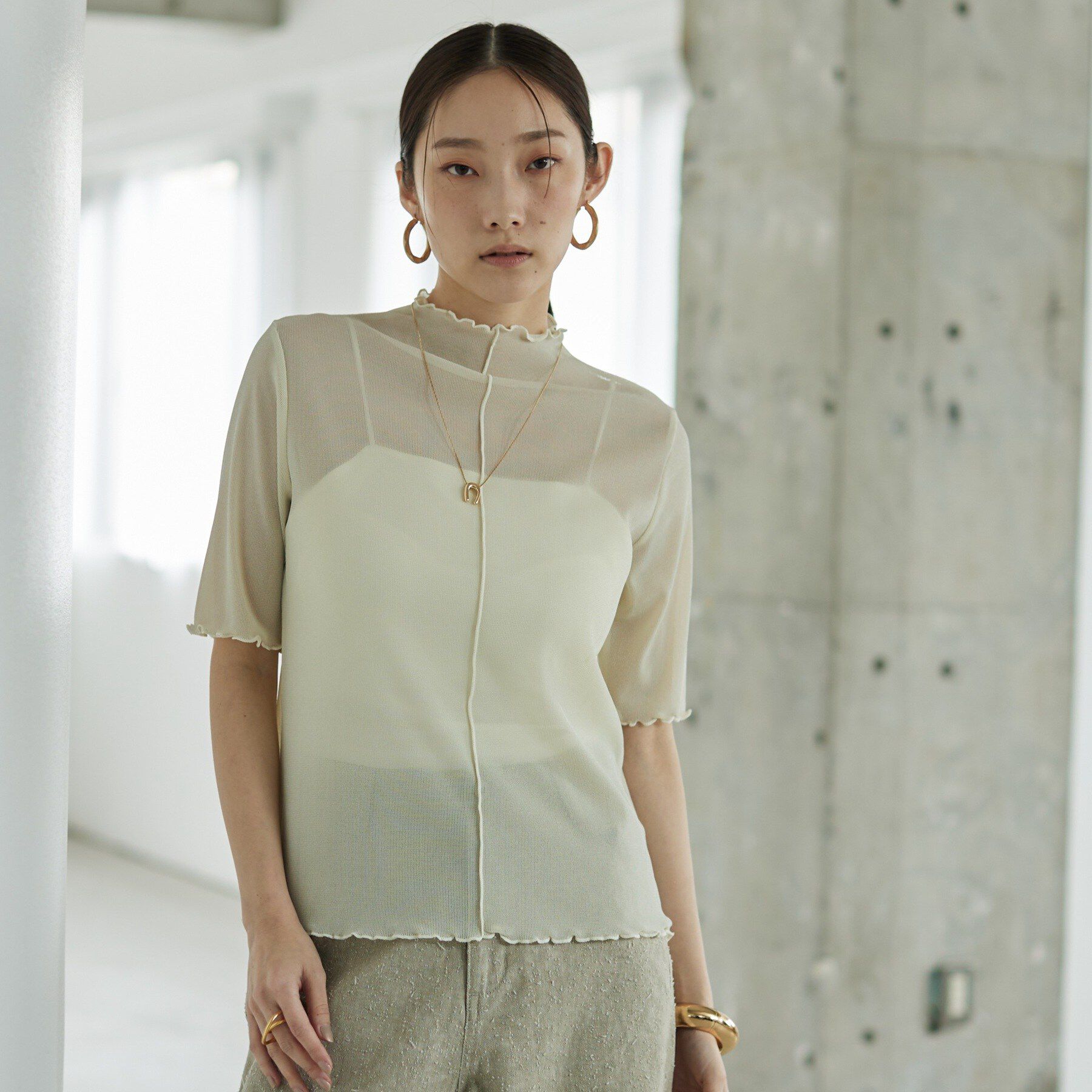 GALLEST「シアーラメカットソー」|Tシャツ・カットソー|オフホワイト(503