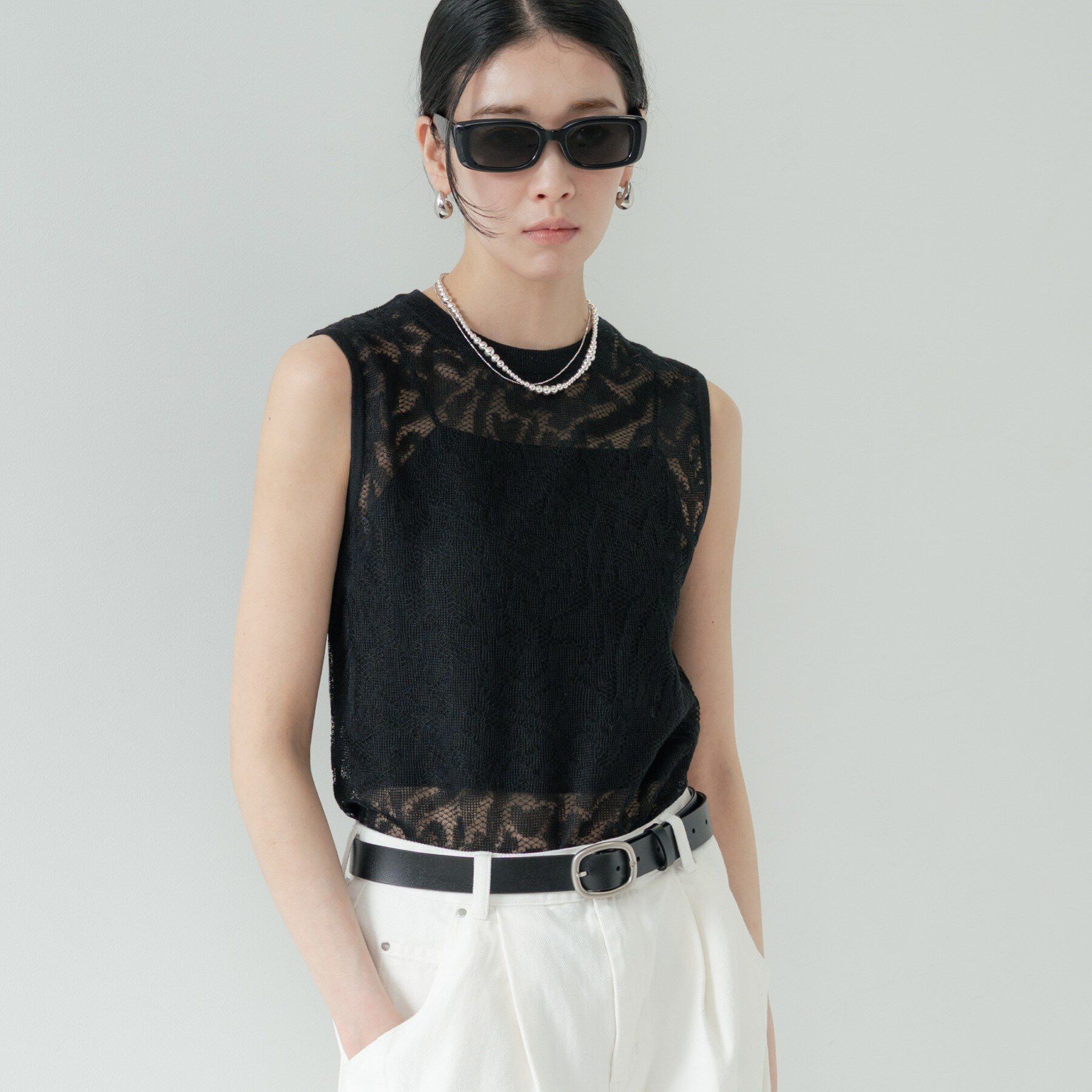 GALLEST「スリーブレスレースニット」|ニット・セーター|