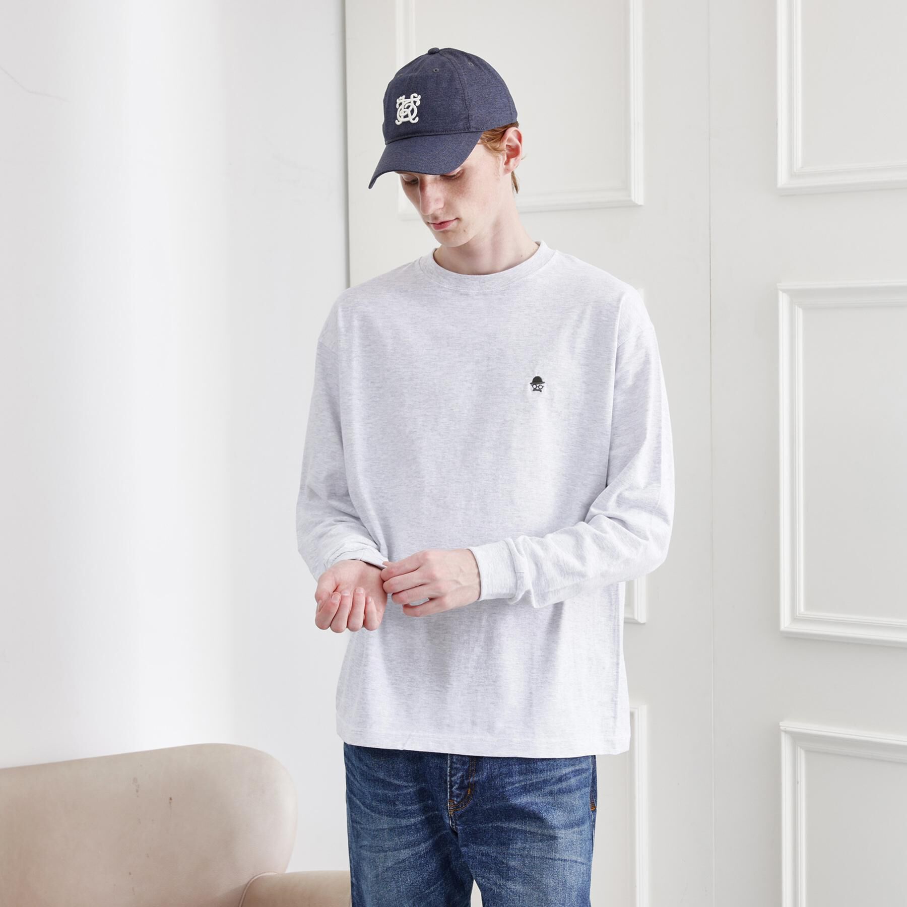 TAKEO KIKUCHI「【LIMITED】ワンポイント刺繍 長袖Tシャツ」|Tシャツ・カットソー|ライトグレー(011