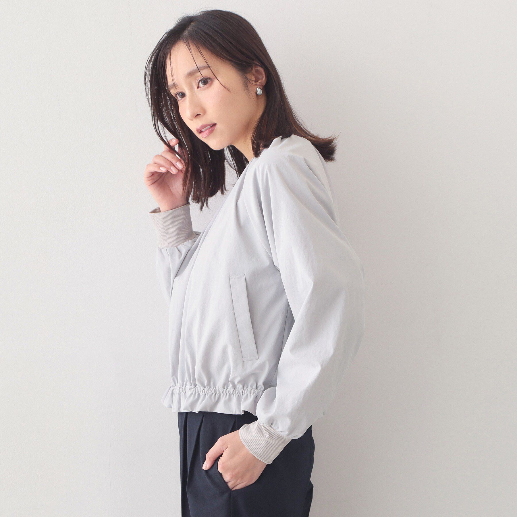 index「ノーカラーブルゾン【洗濯機OK/接触冷感/防シワ】」|テーラードジャケット|