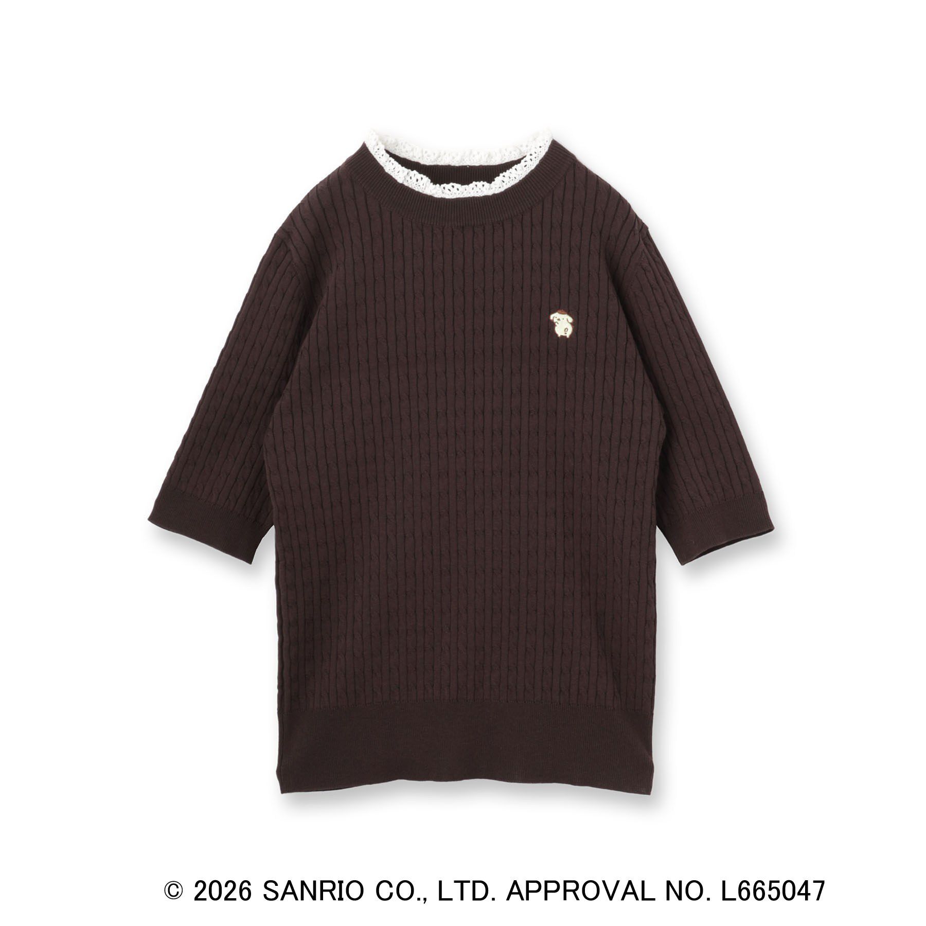 index「【ポムポムプリン】フリルケーブルニット【洗濯機OK・抗ピリング】」|ニット・セーター|ブラウン(044)