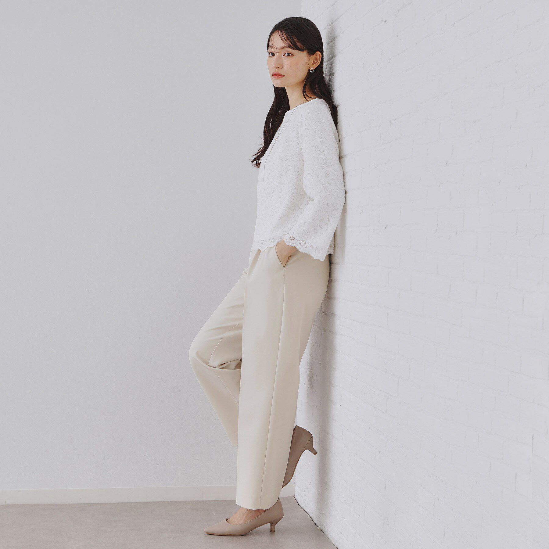 OPAQUE.CLIP「《通勤・セレモニー/セットアップ対応》ワイドパンツ/ダブルクロス【洗濯機洗い可】」|その他|