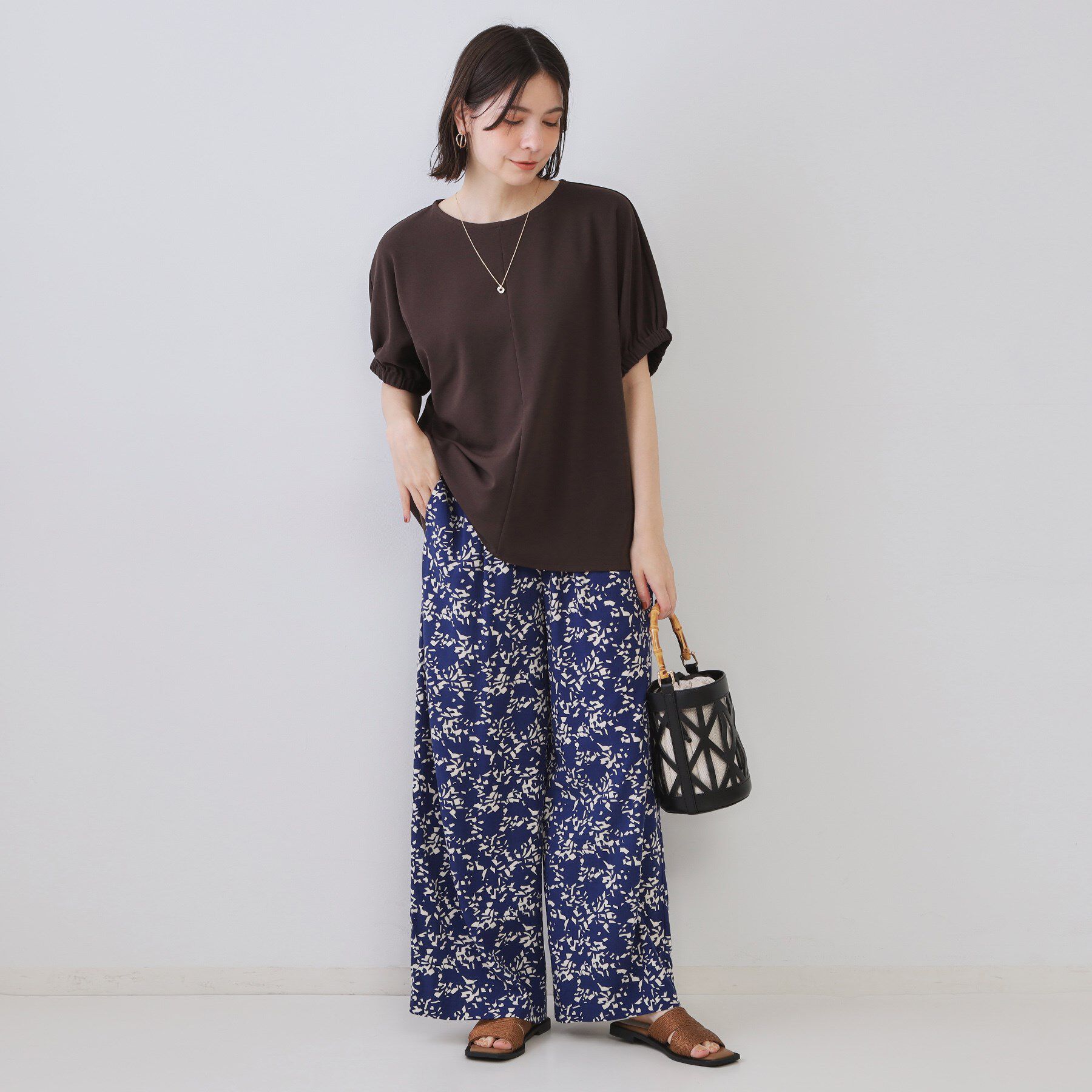 OPAQUE.CLIP「幾何柄プリントイージーワイドパンツ/セットアップ対応【洗える】」|その他|