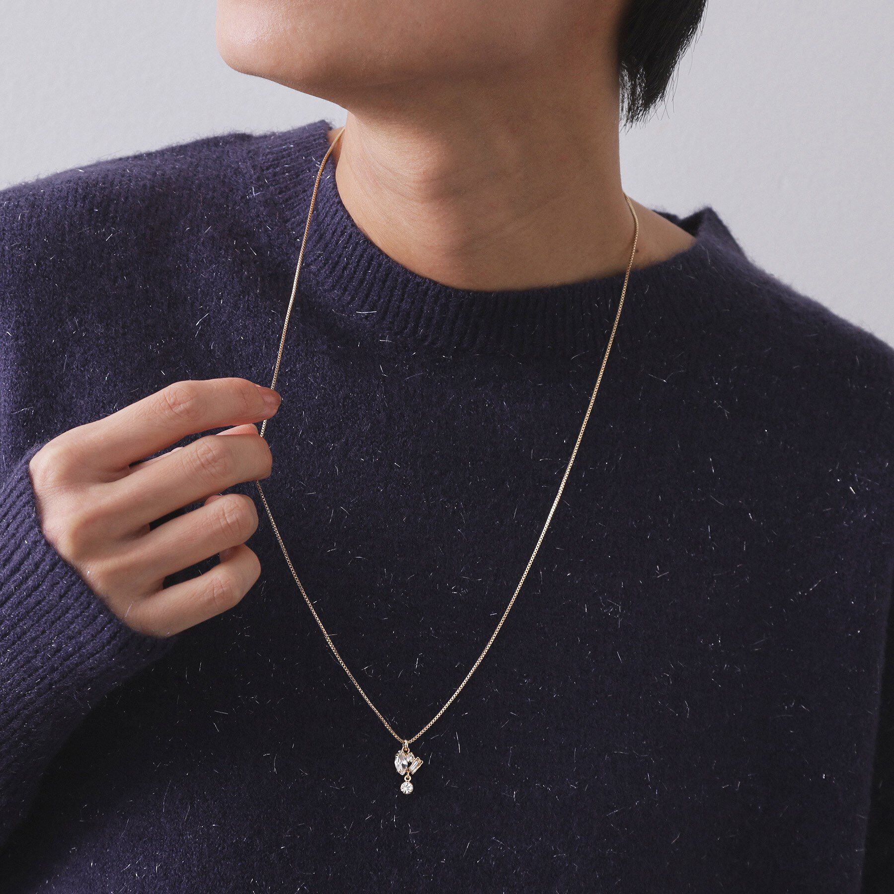 OPAQUE.CLIP「ビジュー付きスライドネックレス」|ネックレス|