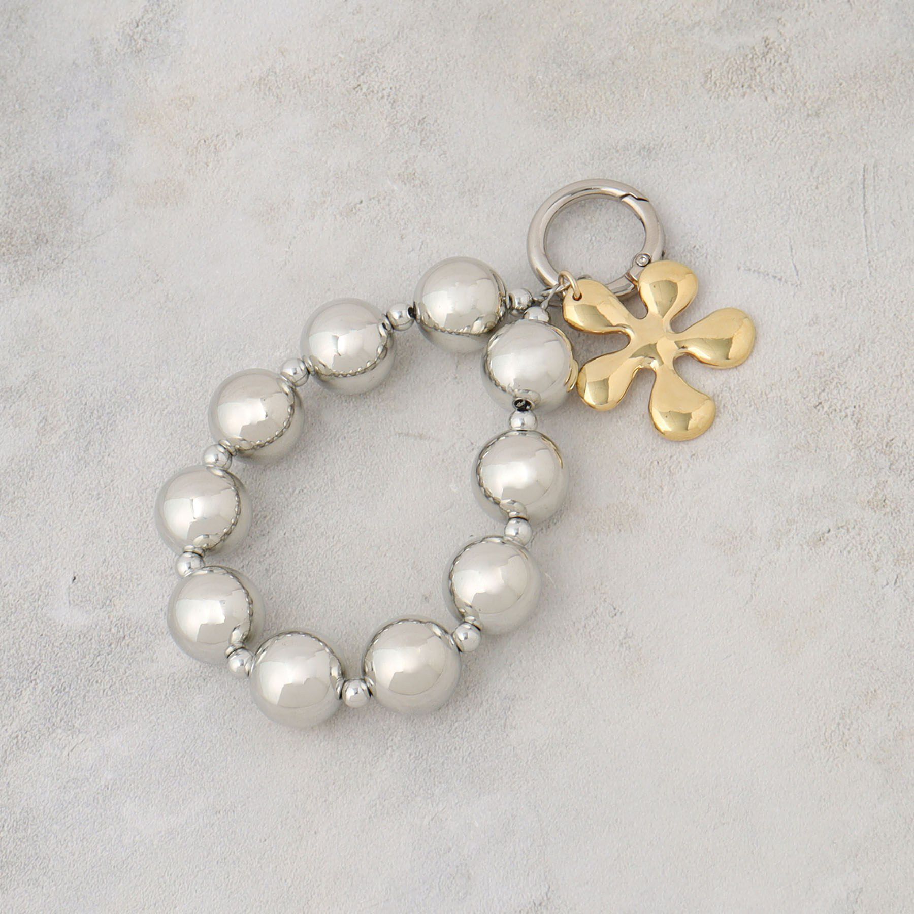 OPAQUE.CLIP「フラワーパーツ付きチャーム」|キーケース|シルバー(006)