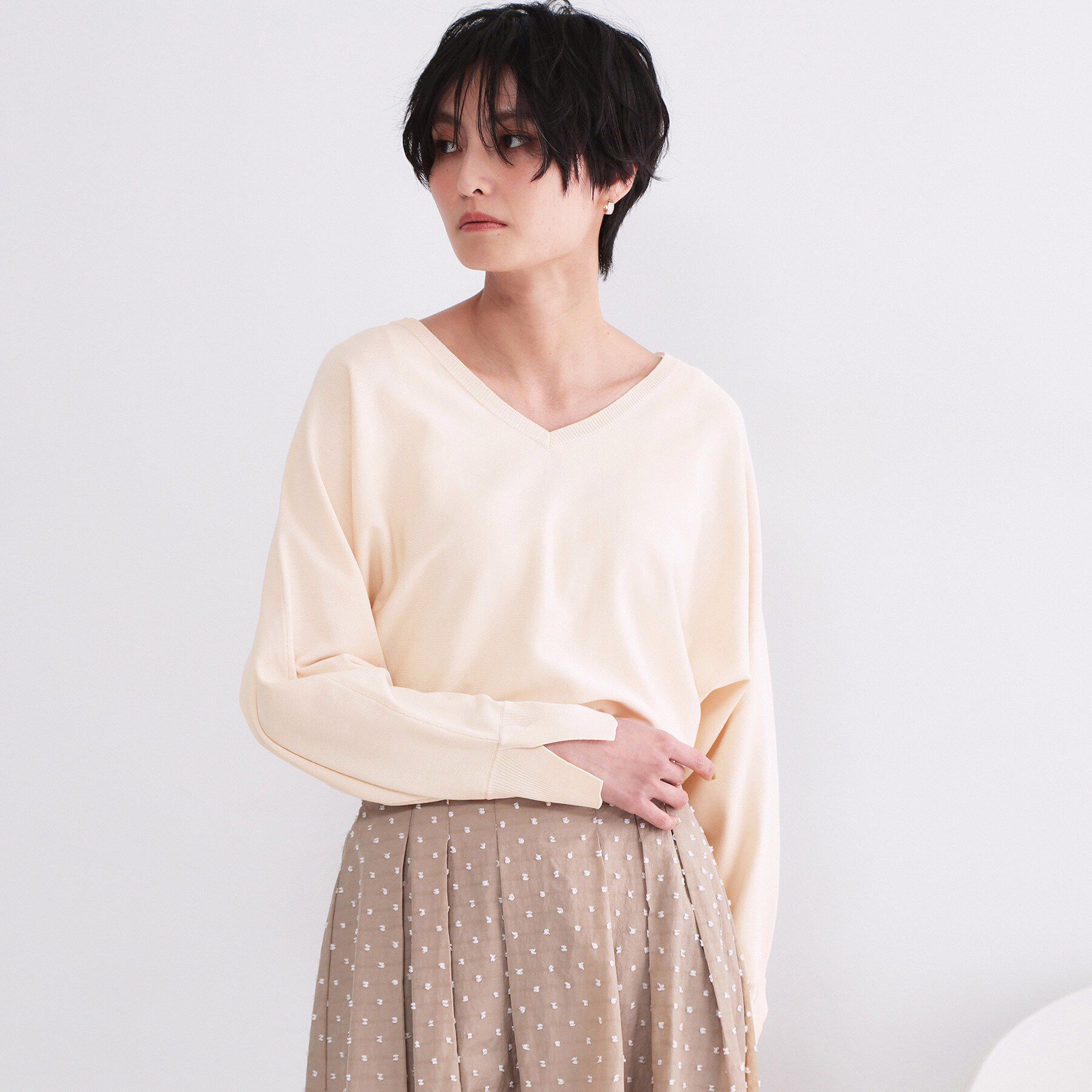 OPAQUE.CLIP「リラクシードルマンスリーブニット【洗濯機OK/抗ピル】」|ニット・セーター|