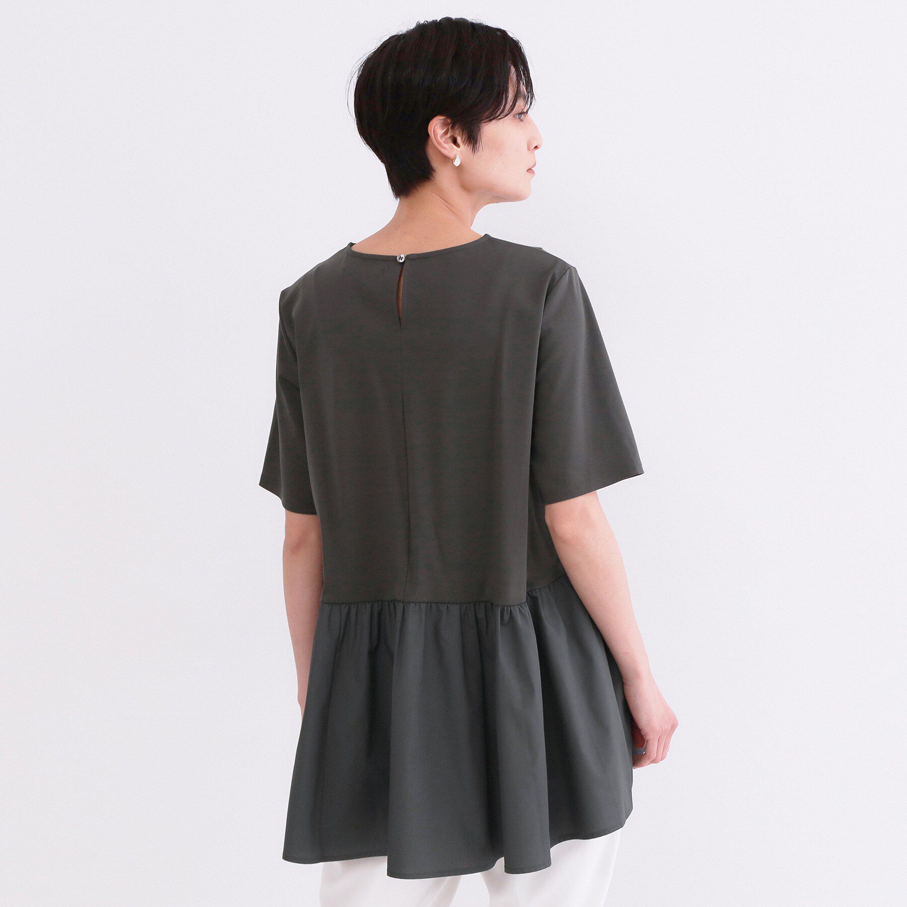 OPAQUE.CLIP「ペプラムドッキングカットソー【洗濯機OK】」|Tシャツ・カットソー|