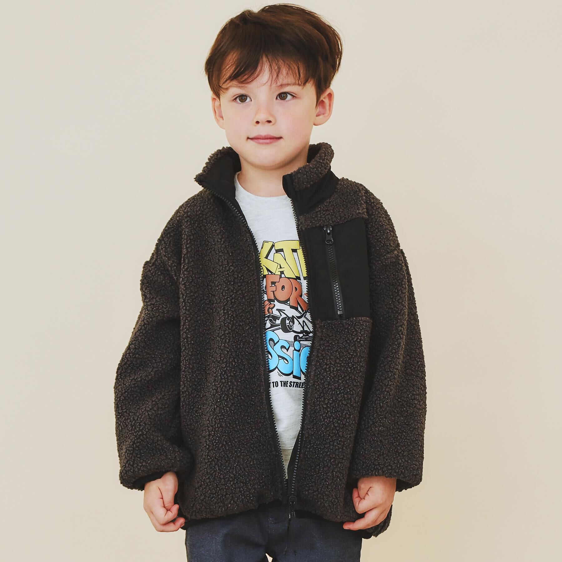 THE SHOP TK「【110－160】ボアリバーシブブルゾン/洗濯機OK」|ブルゾン・スタジャン|ブラック(019)