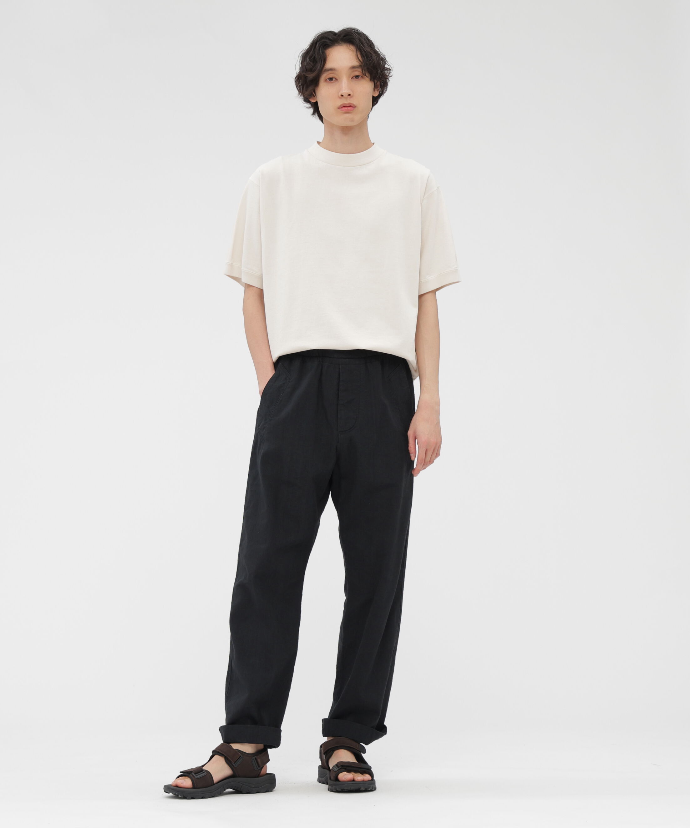 MHL.「GARMENT DYED TOUGH COTTON LINEN JERSEY TOP」|Tシャツ・カットソー|