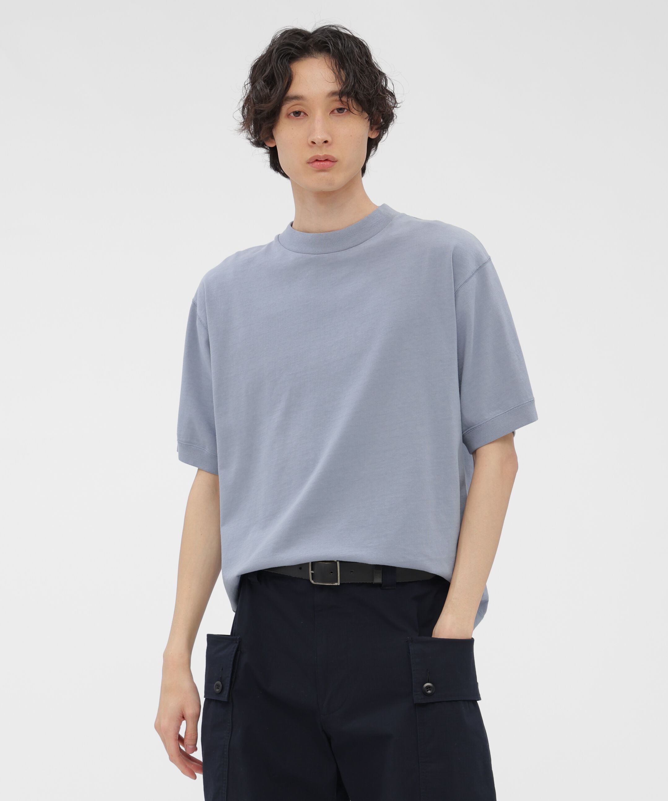 MHL.「GARMENT DYED TOUGH COTTON LINEN JERSEY TOP」|Tシャツ・カットソー|LIGHT BLUE2