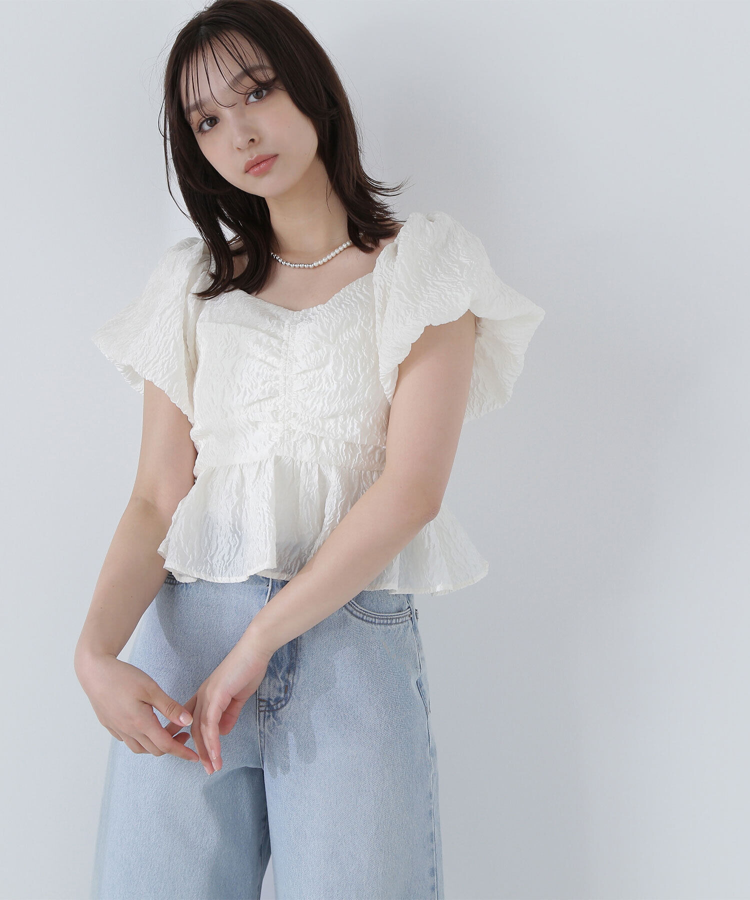  「ジャガードクロップドブラウス」|シャツ・ブラウス|