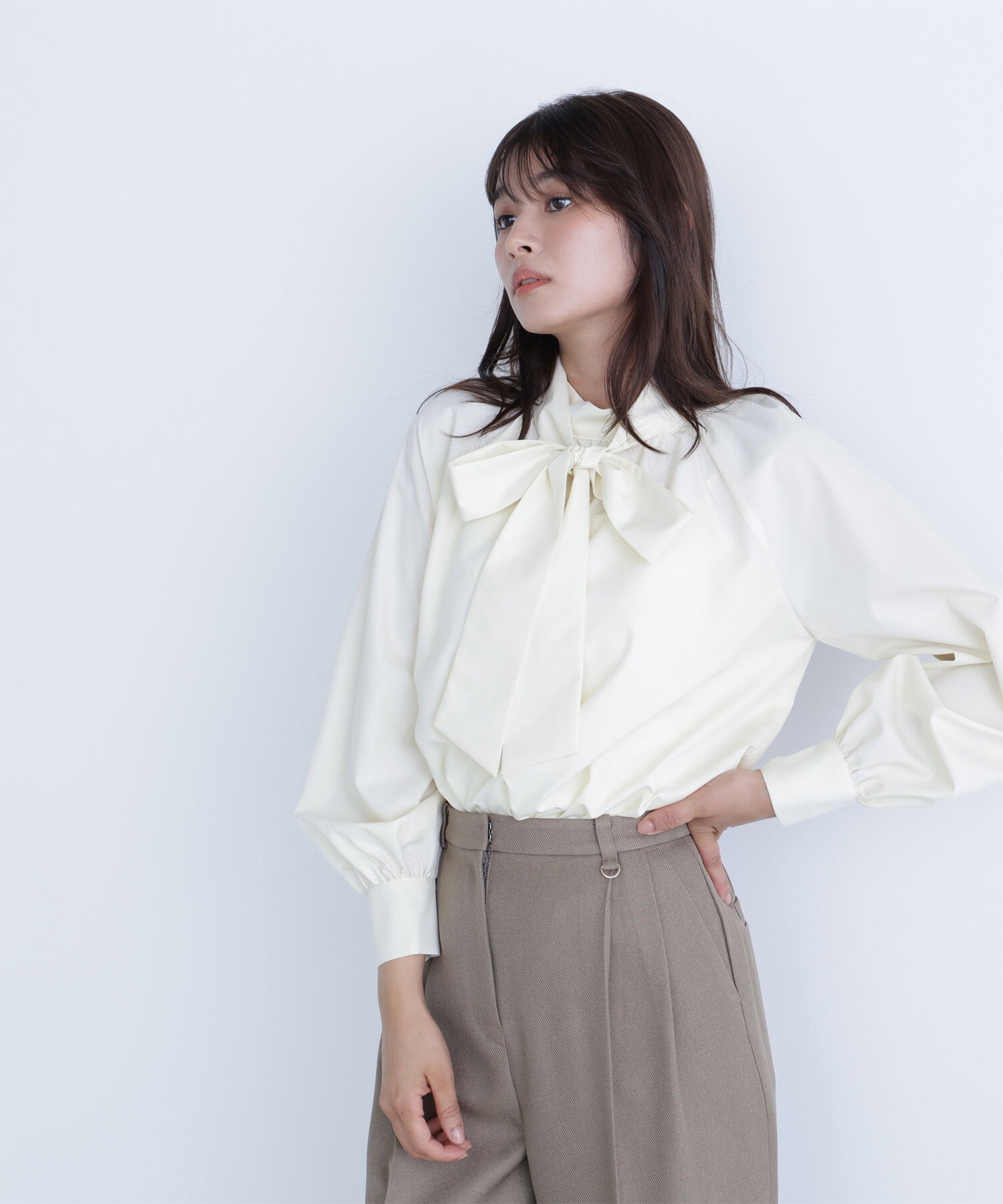  「ハイネックリボンボウブラウス」|シャツ・ブラウス|