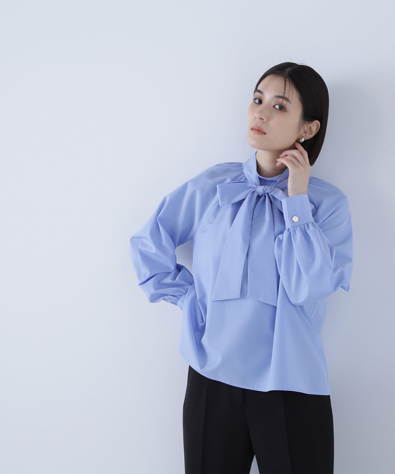  「ハイネックリボンボウブラウス」|シャツ・ブラウス|