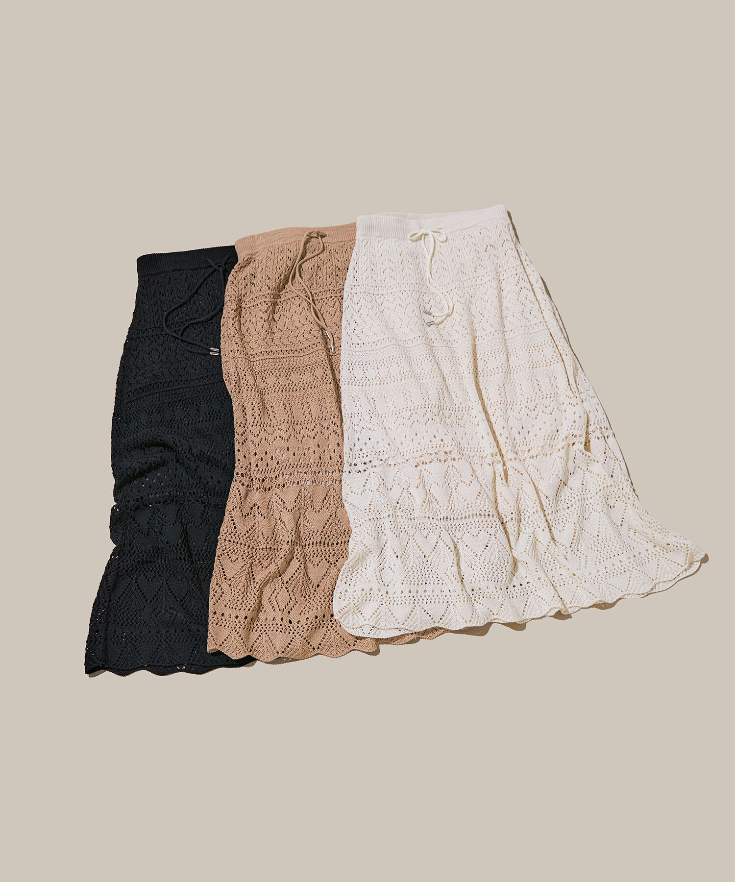  「〈N.〉カギアミ風ニットスカート」|スカート|ブラック