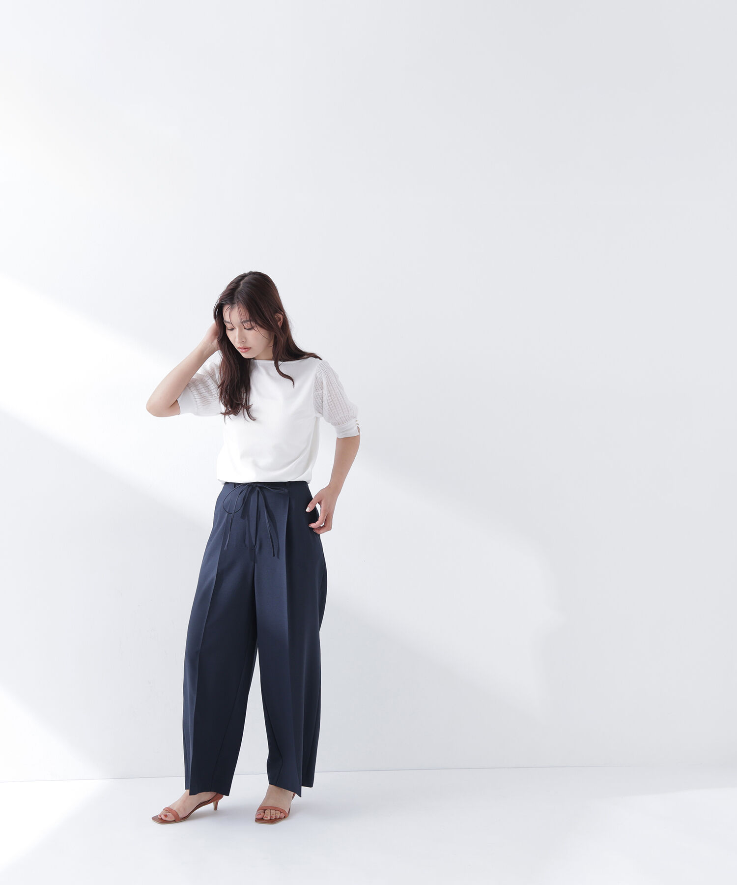  「透かし編みスリーブニット」|ニット・セーター|