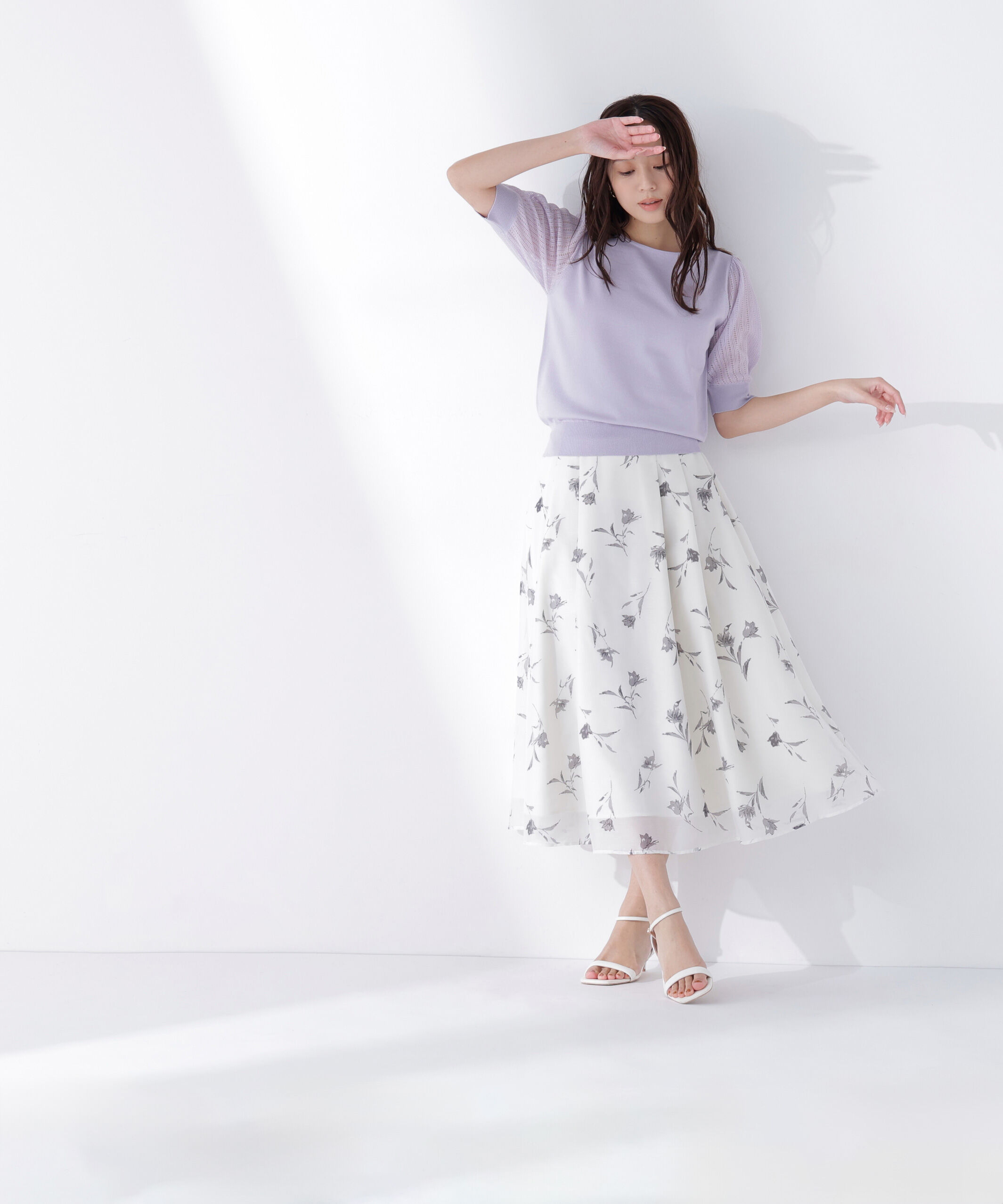  「透かし編みスリーブニット」|ニット・セーター|