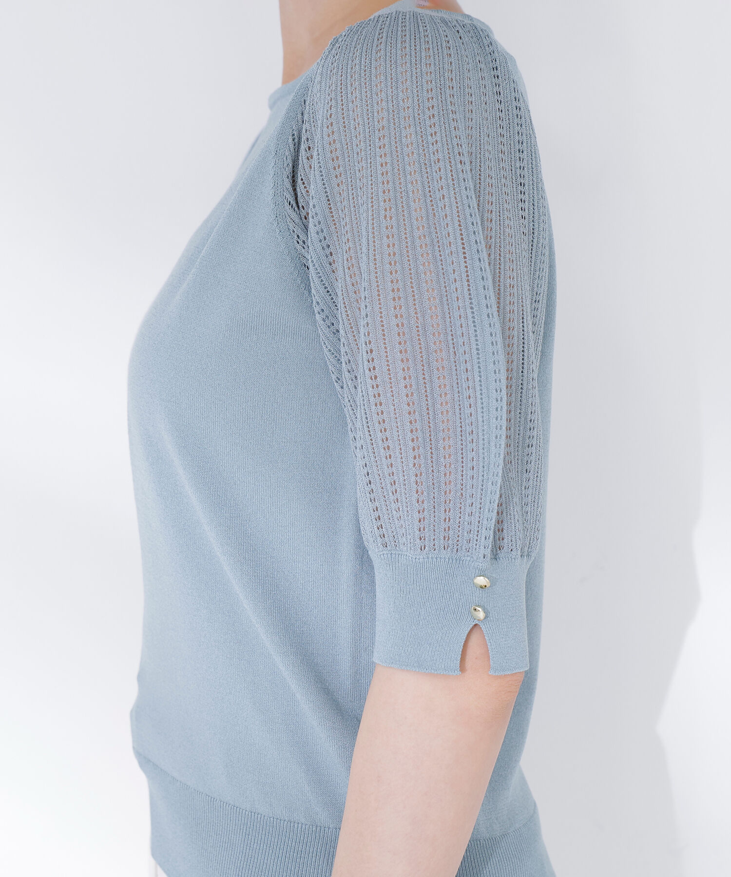  「透かし編みスリーブニット」|ニット・セーター|