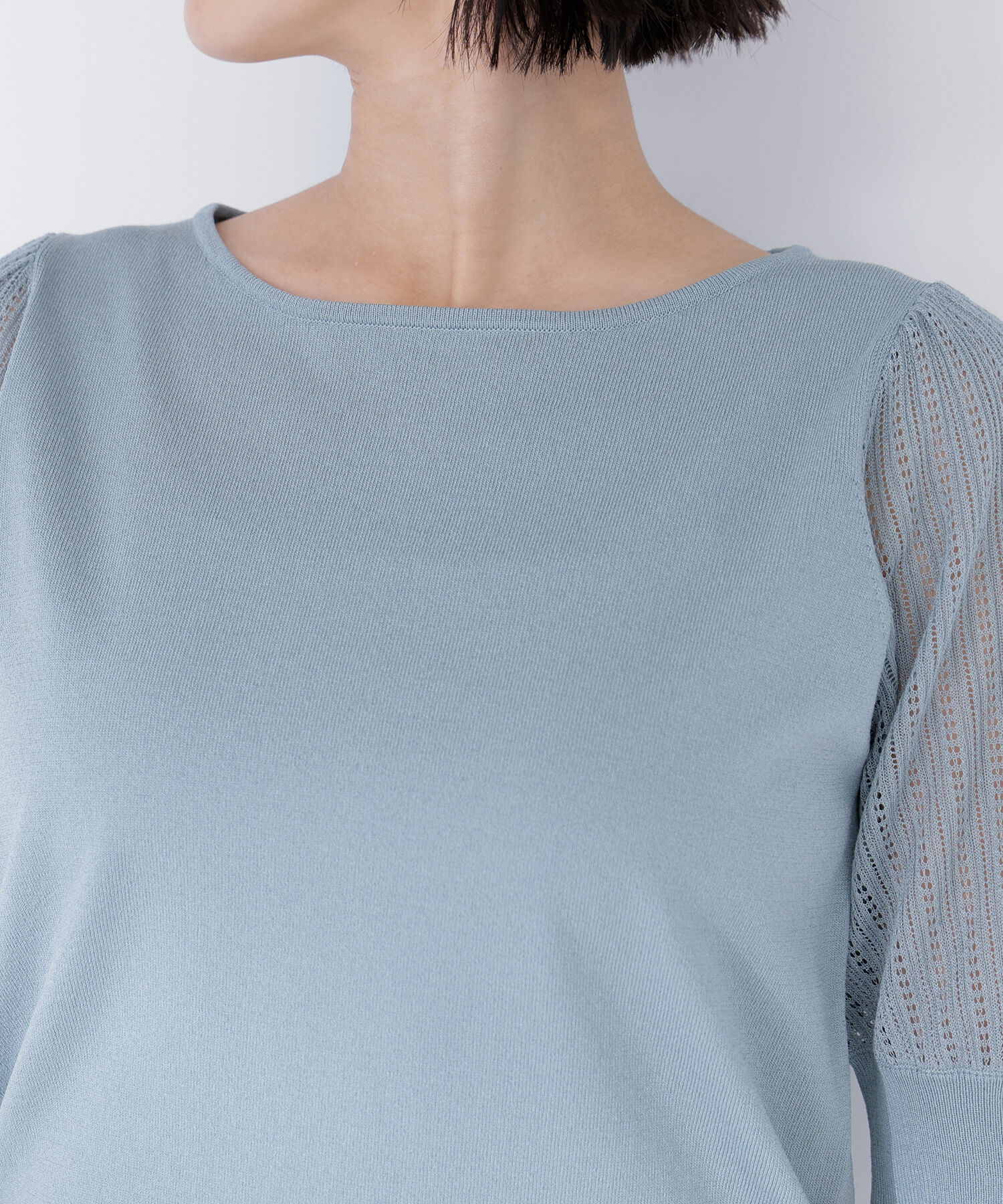  「透かし編みスリーブニット」|ニット・セーター|