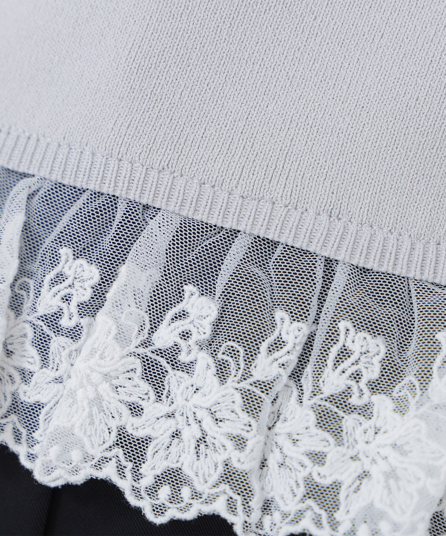  「レースドッキングハーフスリーブニット」|ニット・セーター|