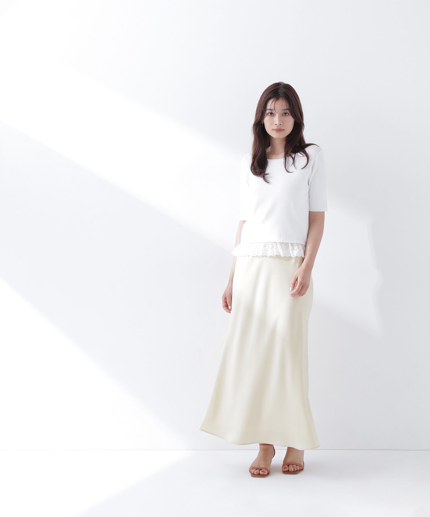  「レースドッキングハーフスリーブニット」|ニット・セーター|