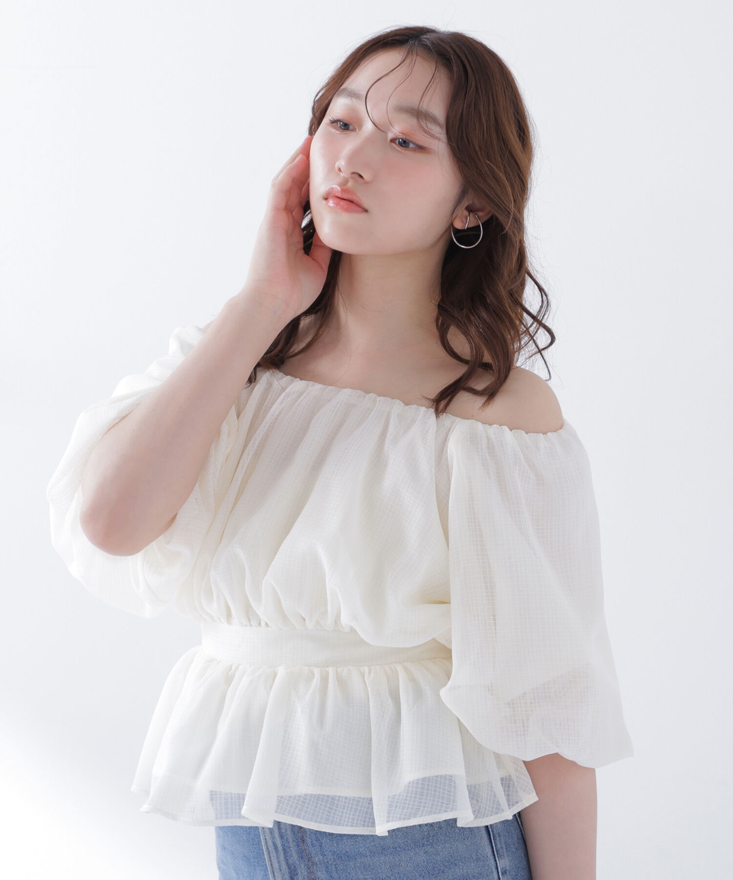  「ボリュームギャザーペプラムブラウス」|シャツ・ブラウス|
