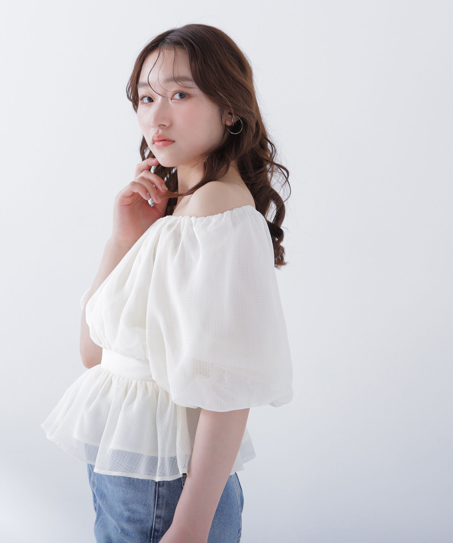  「ボリュームギャザーペプラムブラウス」|シャツ・ブラウス|