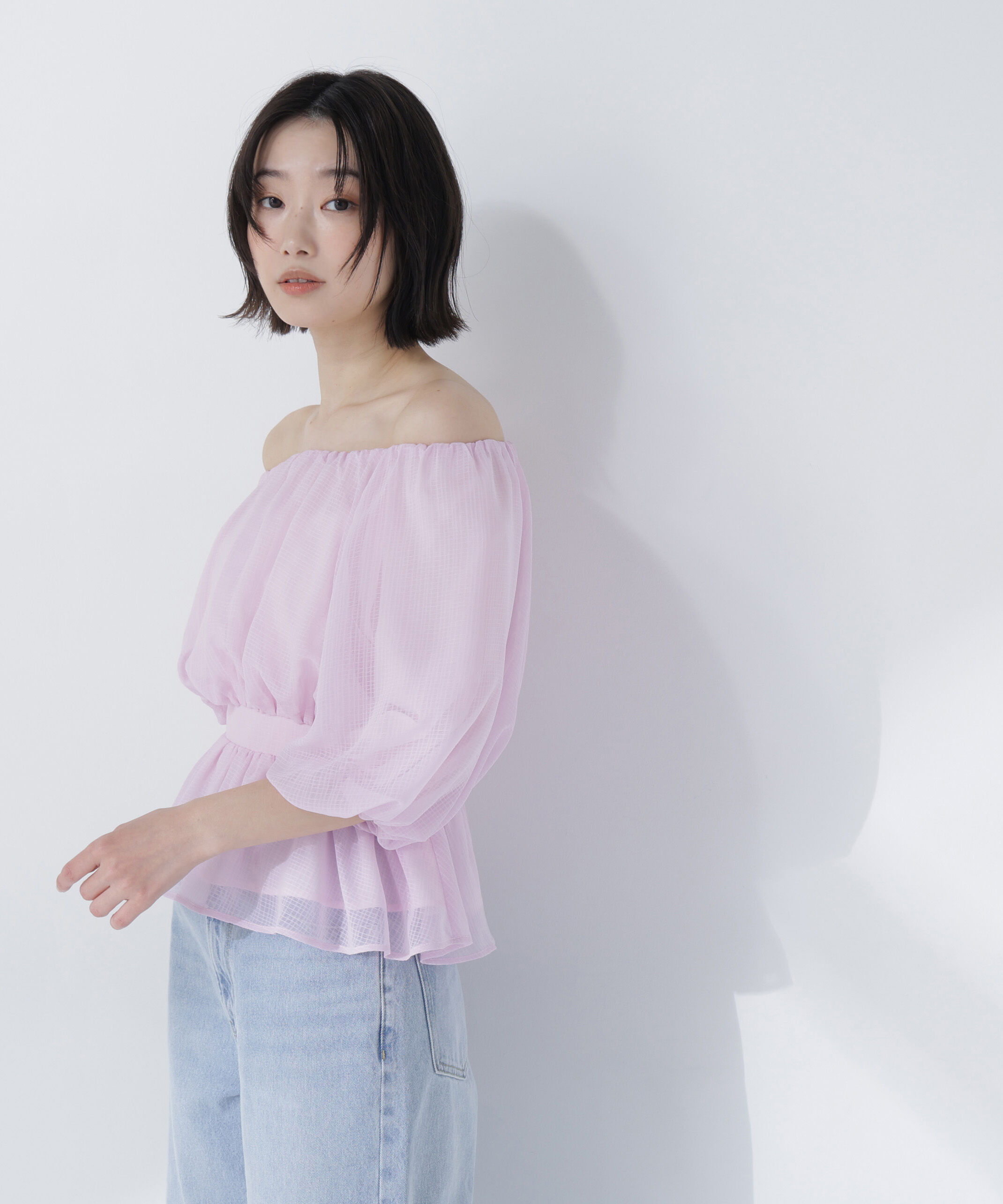  「ボリュームギャザーペプラムブラウス」|シャツ・ブラウス|