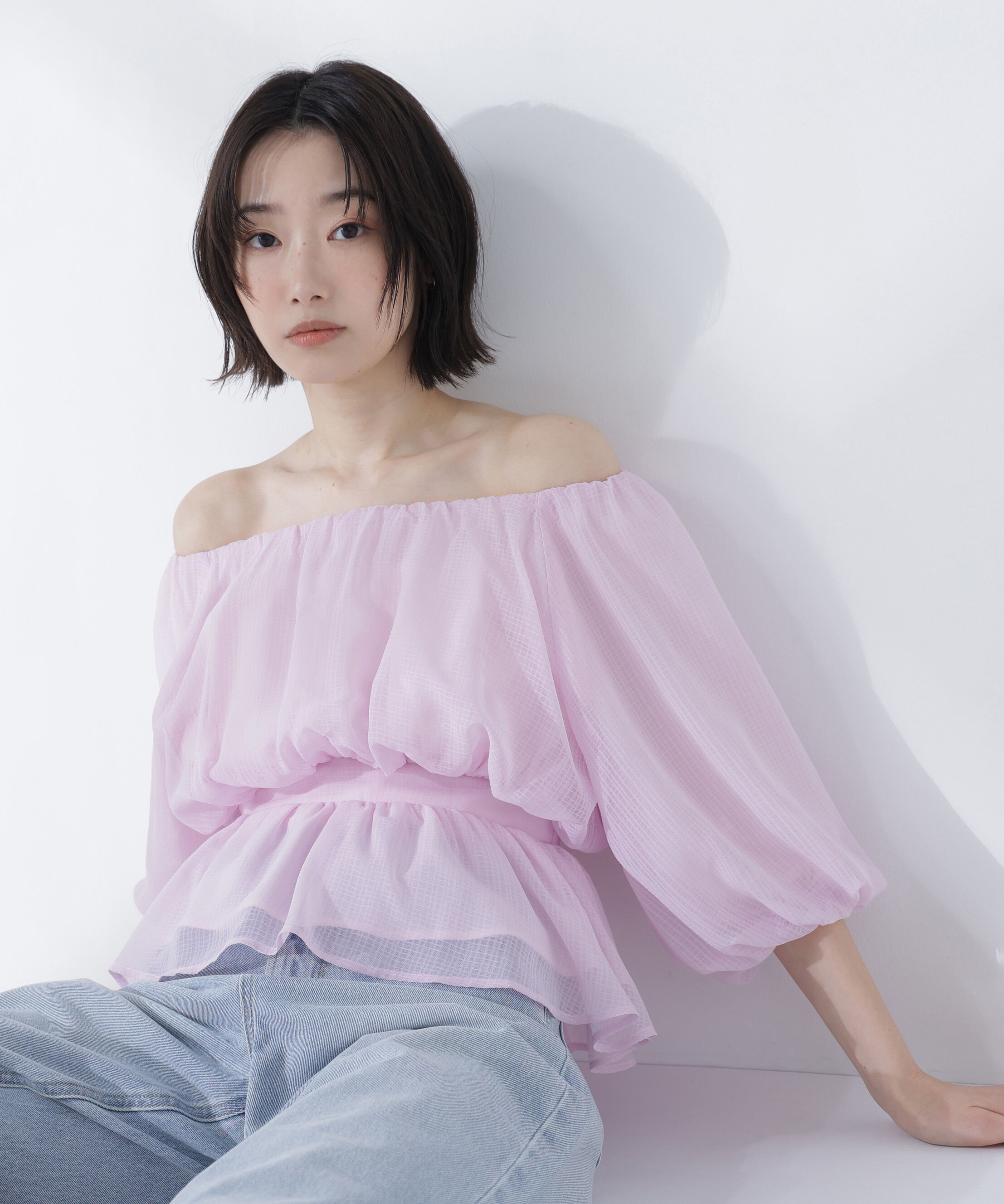  「ボリュームギャザーペプラムブラウス」|シャツ・ブラウス|