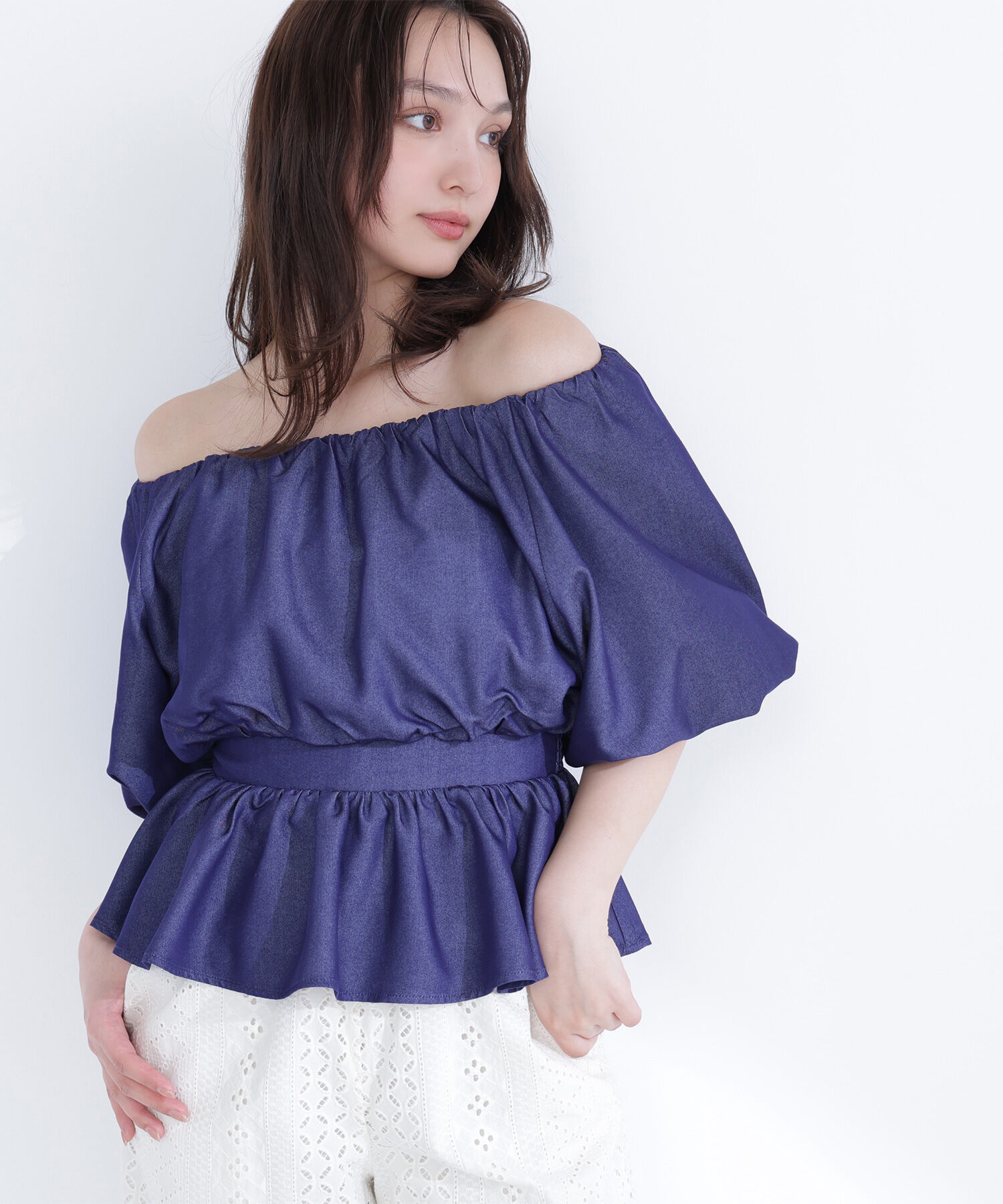  「ボリュームギャザーペプラムブラウス」|シャツ・ブラウス|