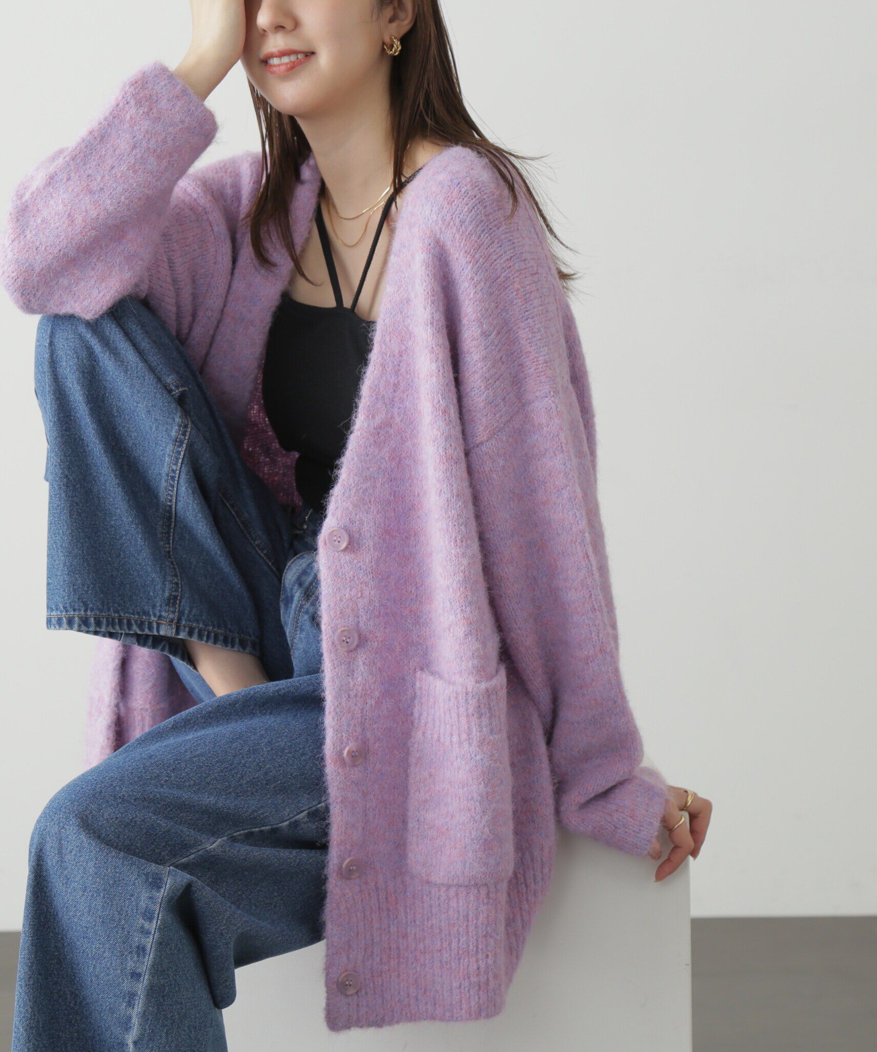  「ウール混リサイクルエコニットカーディガン」|ニット・セーター|