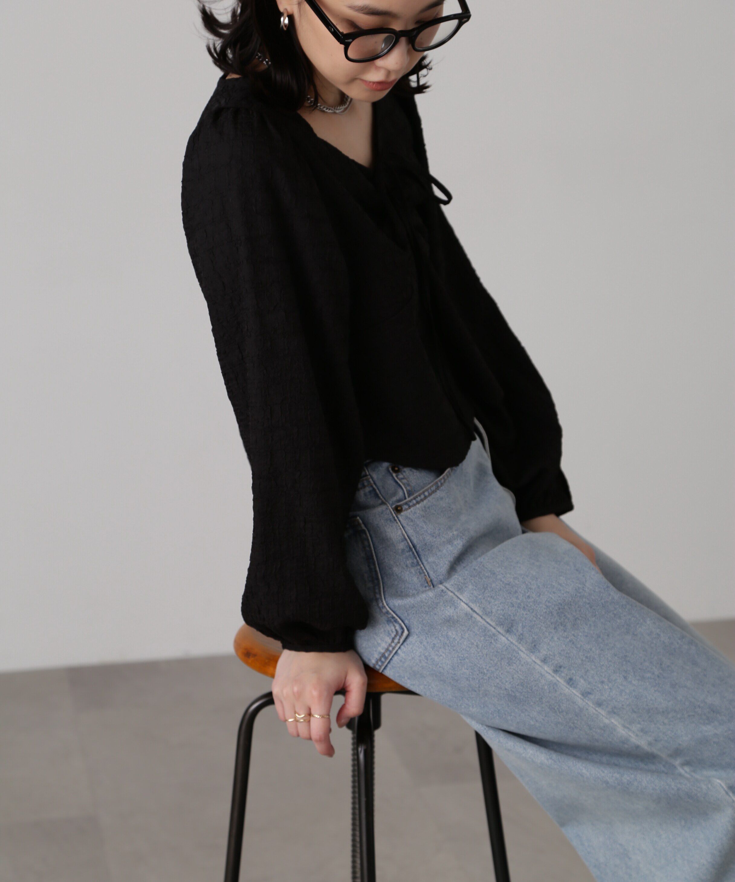  「フロントリボンシャーリングブラウス」|シャツ・ブラウス|