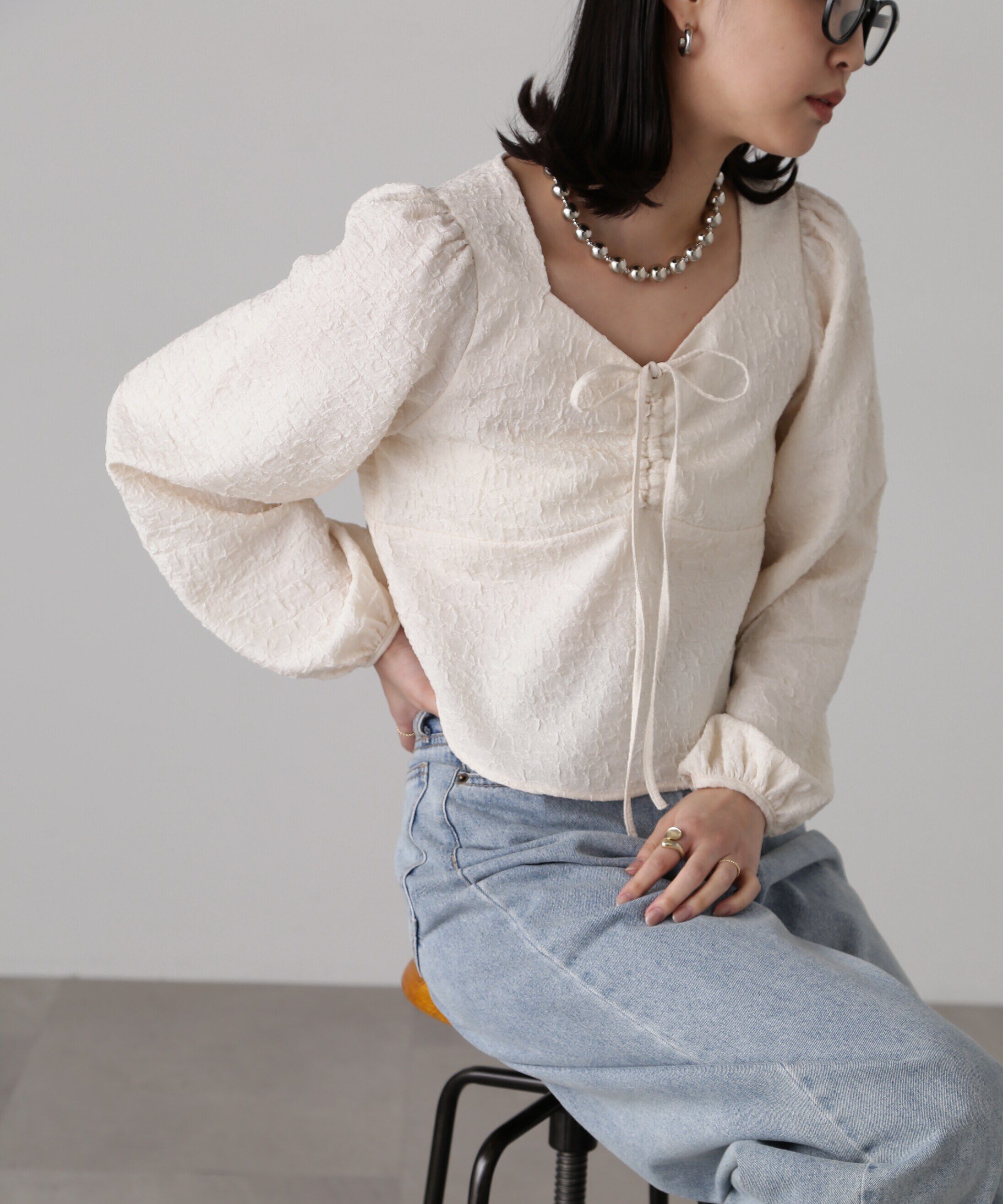  「フロントリボンシャーリングブラウス」|シャツ・ブラウス|