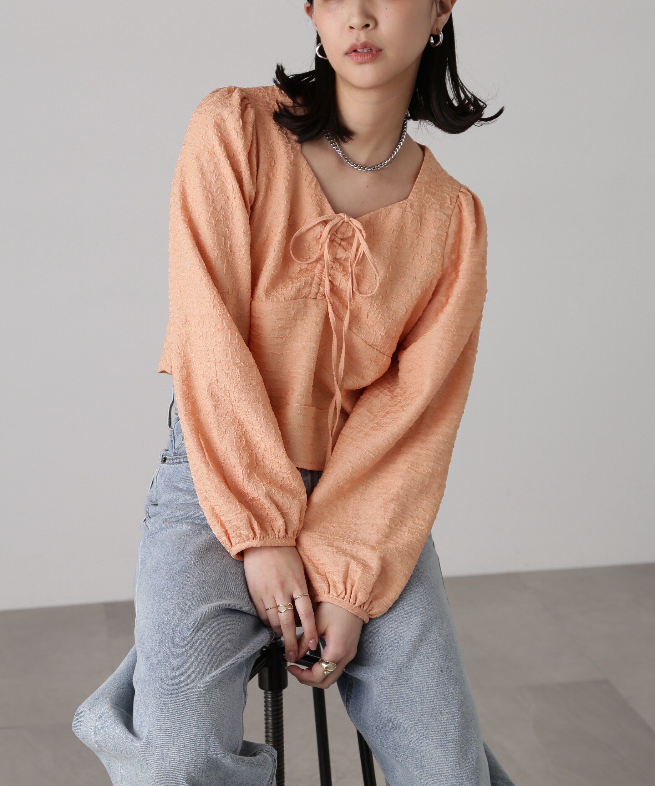  「フロントリボンシャーリングブラウス」|シャツ・ブラウス|