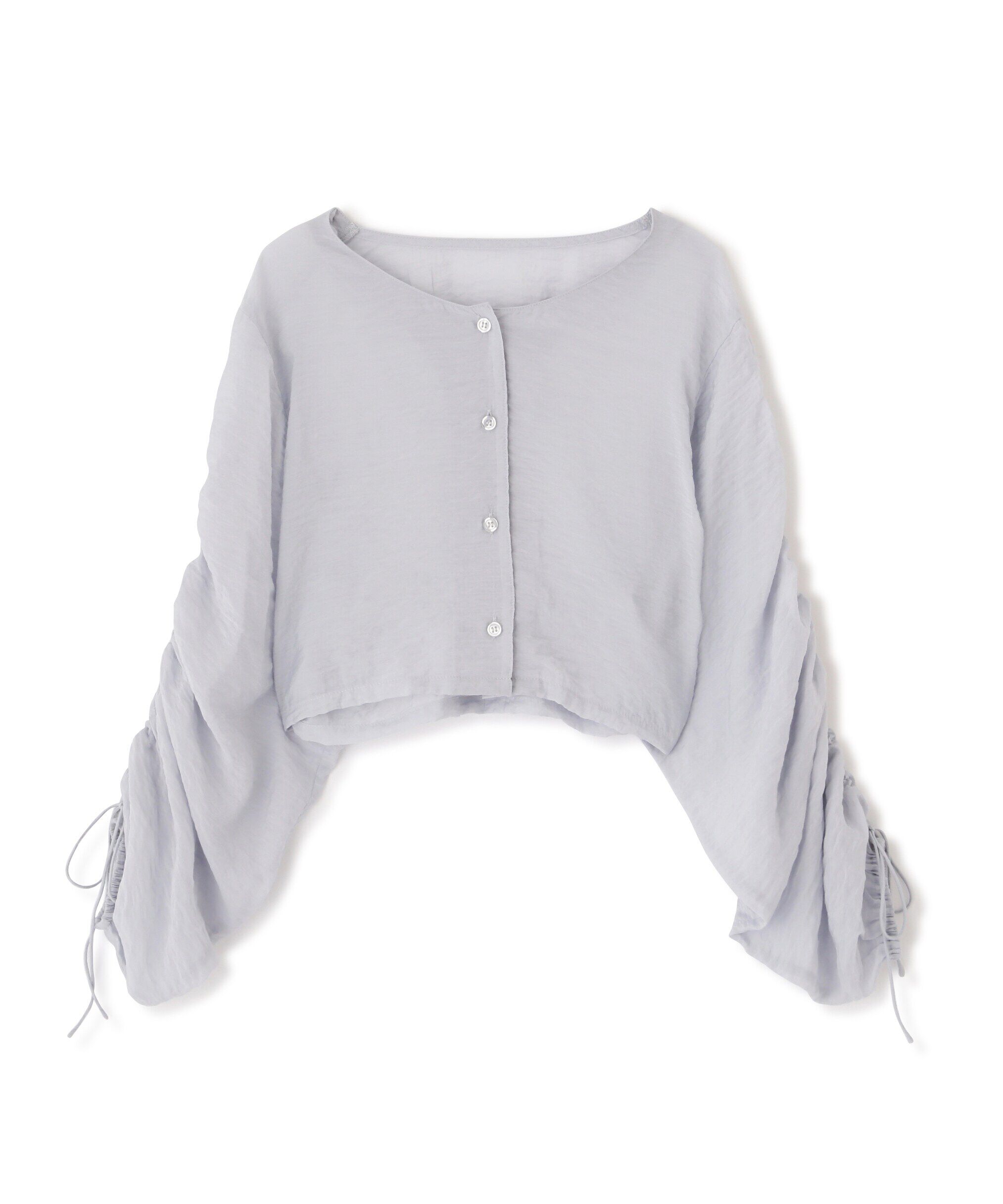  「［グレーカラーWEB限定］袖ドロストギャザーボレロ」|シャツ・ブラウス|