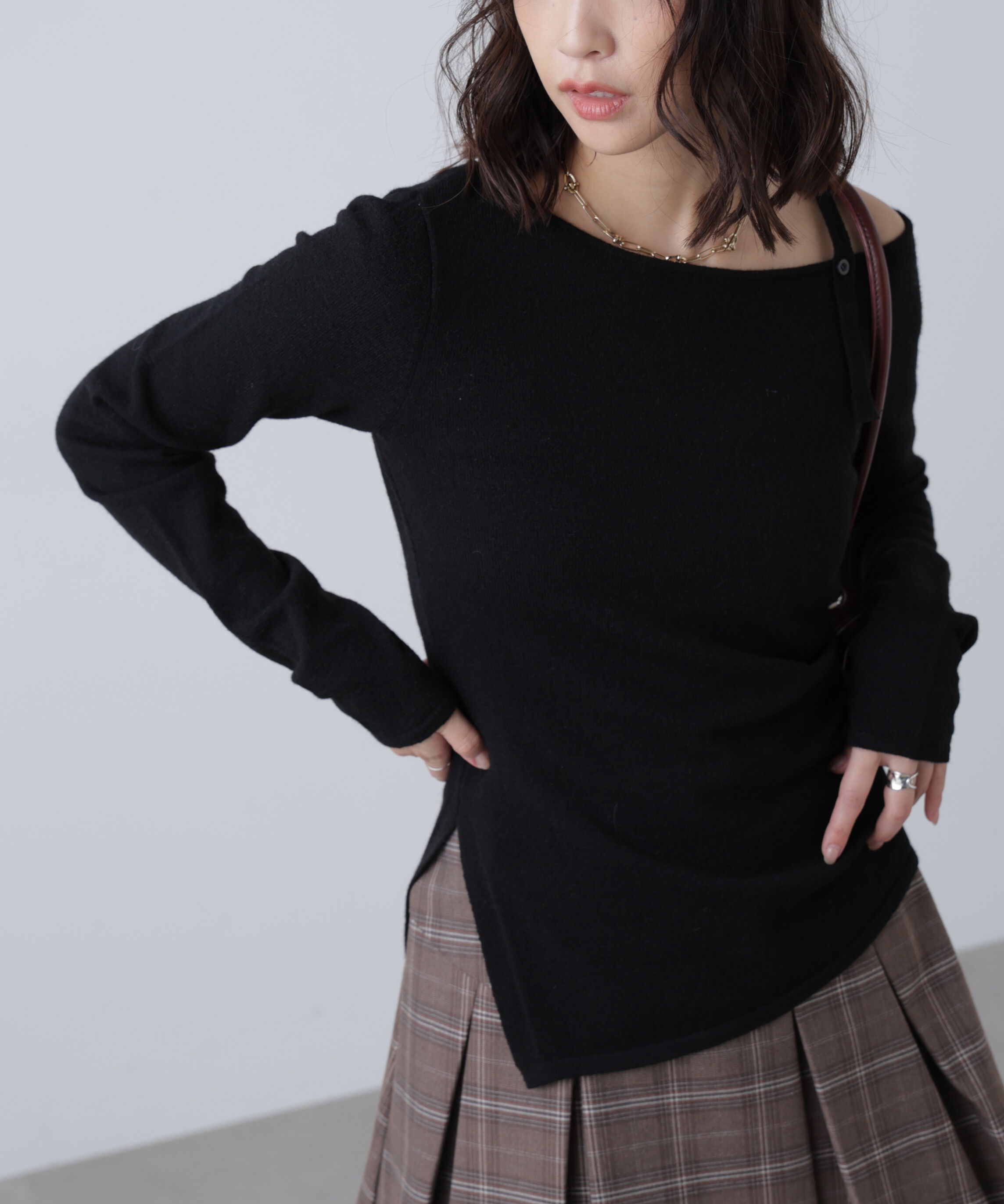  「ワンショルダーストラップニット」|ニット・セーター|