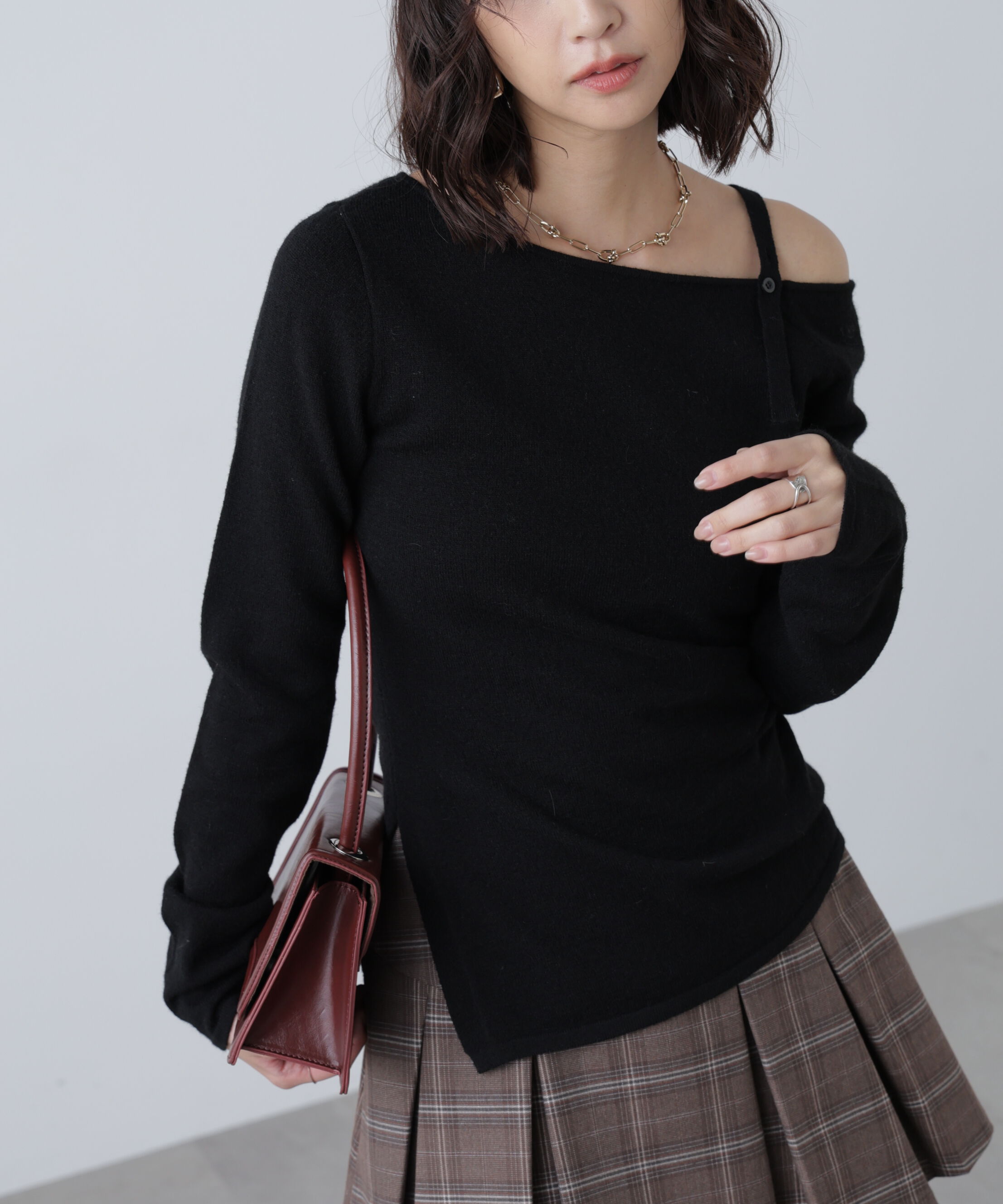  「ワンショルダーストラップニット」|ニット・セーター|