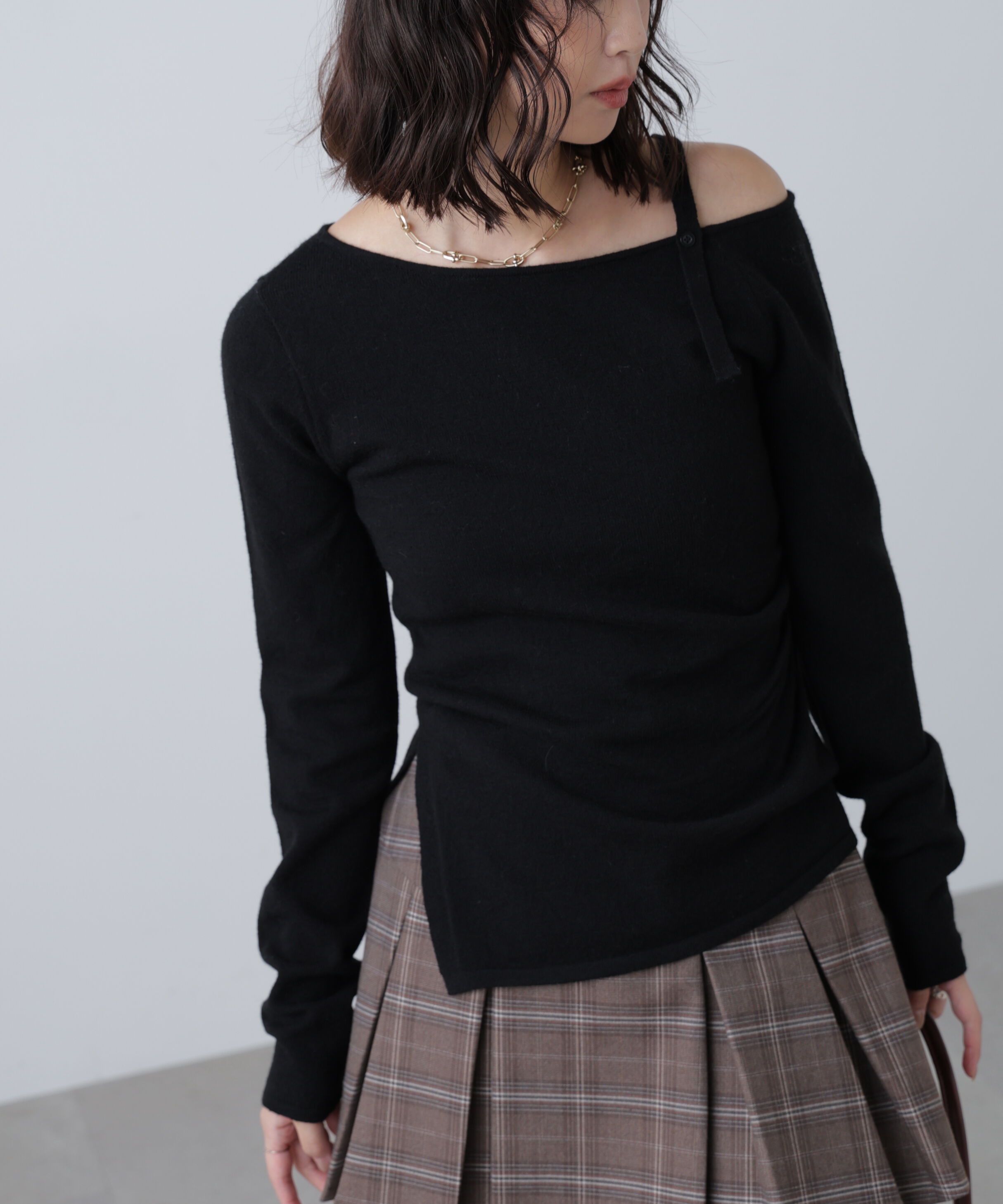  「ワンショルダーストラップニット」|ニット・セーター|