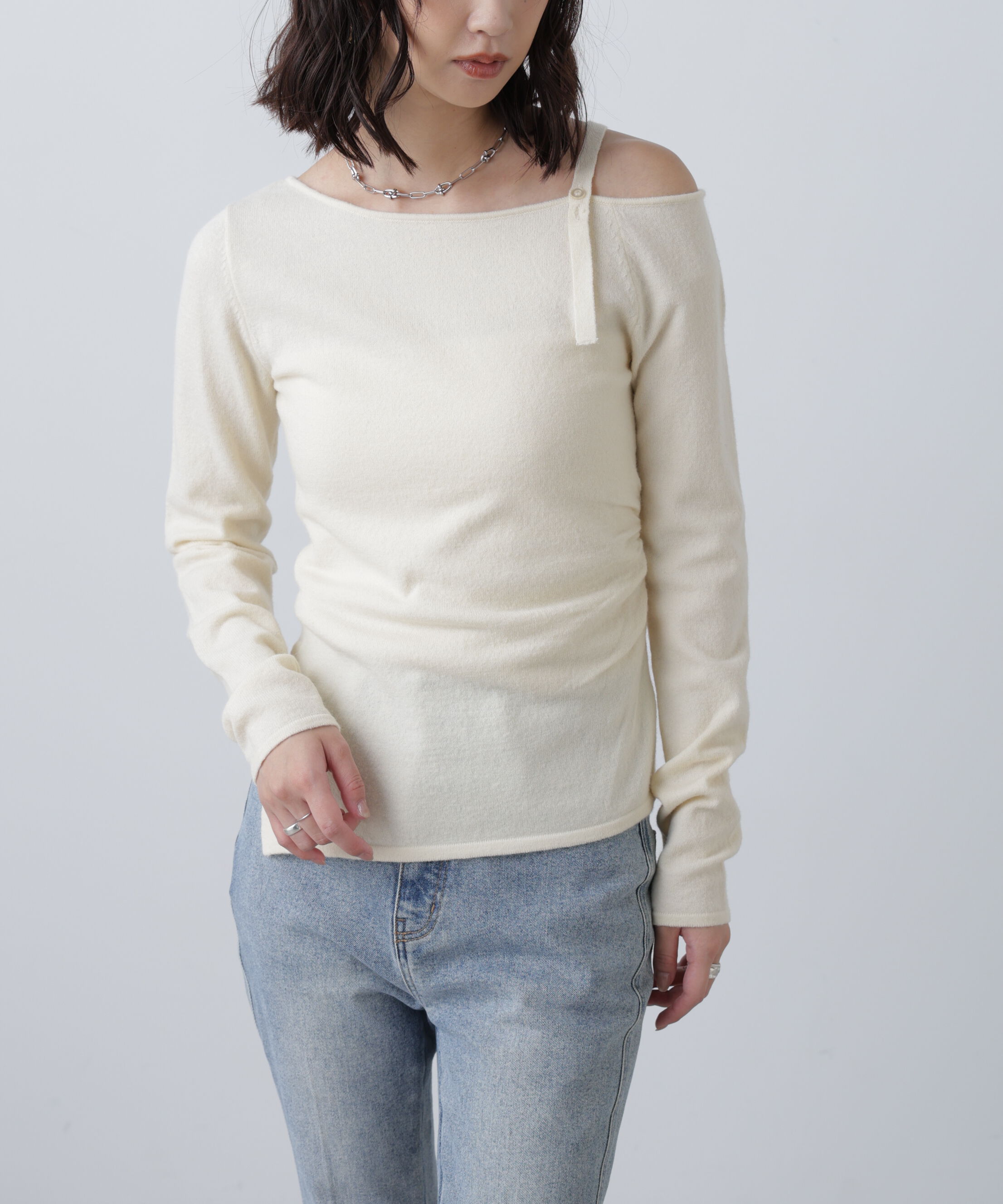  「ワンショルダーストラップニット」|ニット・セーター|