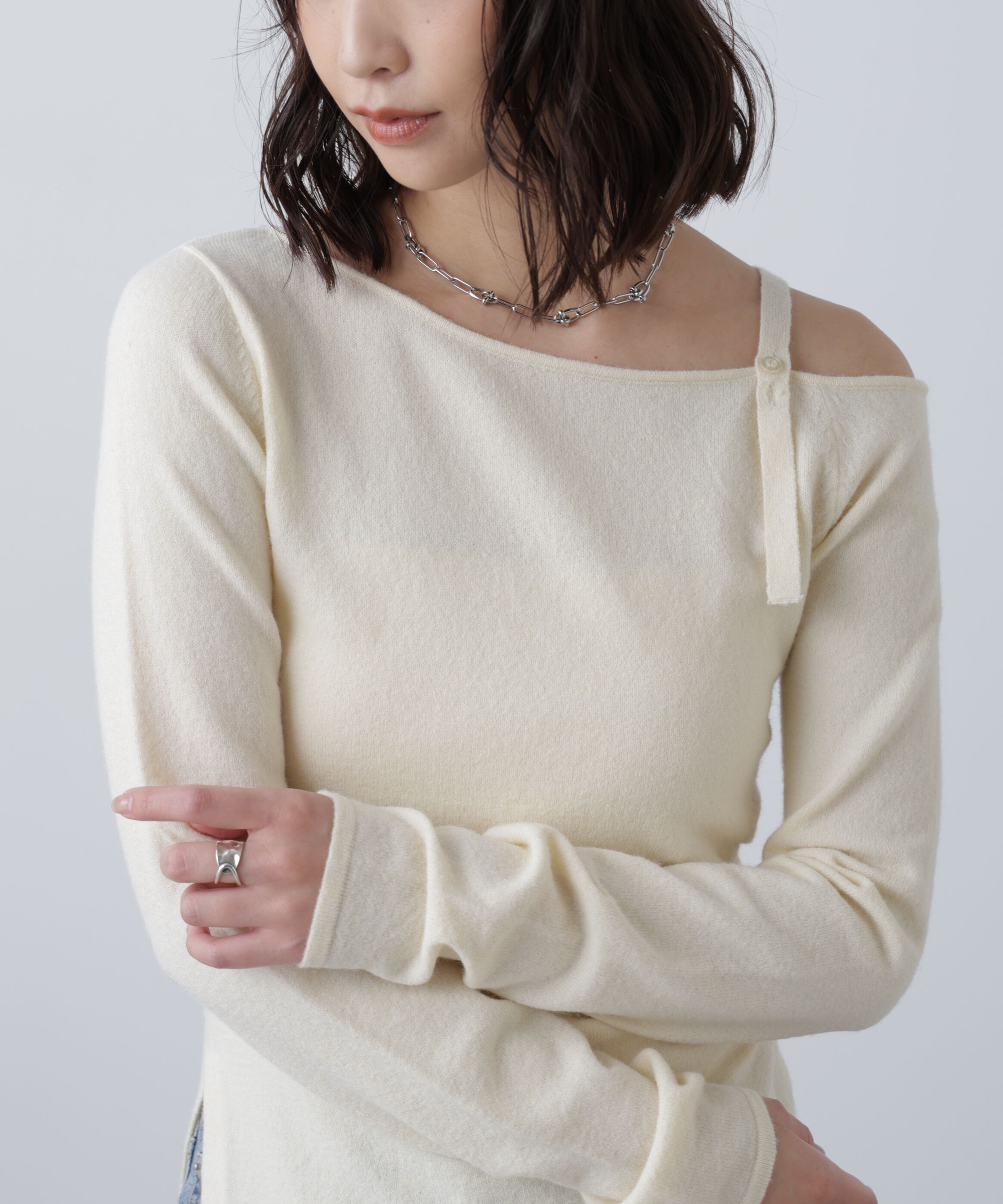  「ワンショルダーストラップニット」|ニット・セーター|