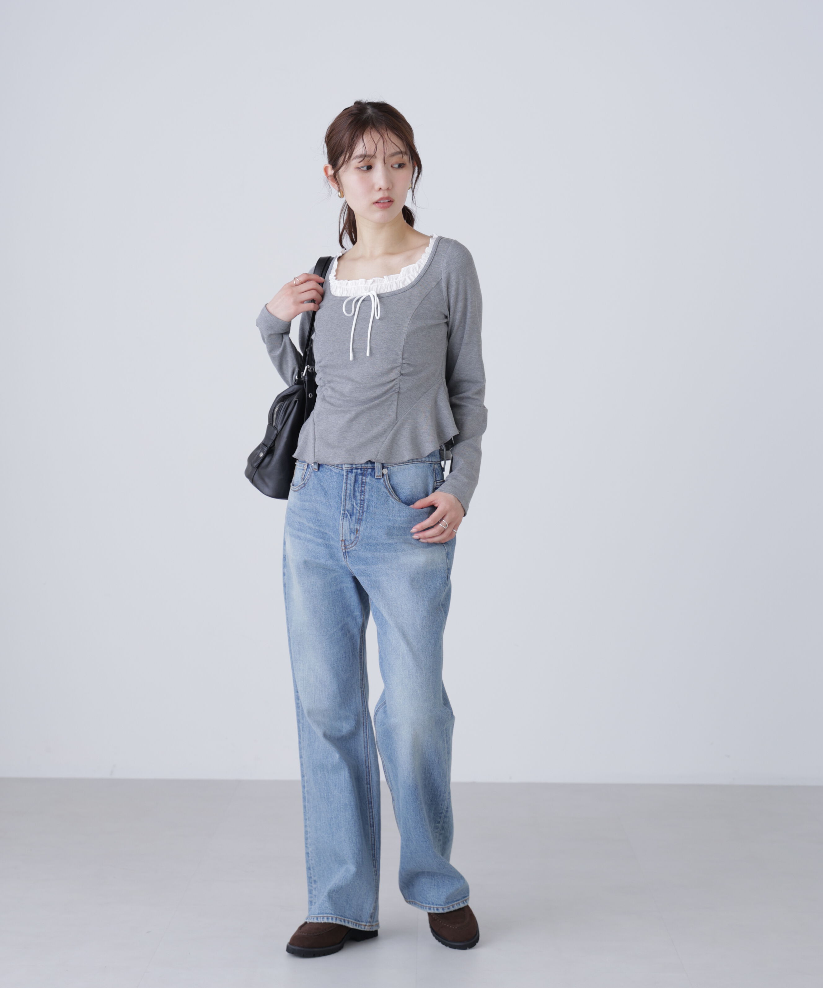  「レイヤード風ペプラムカットソー」|Tシャツ・カットソー|