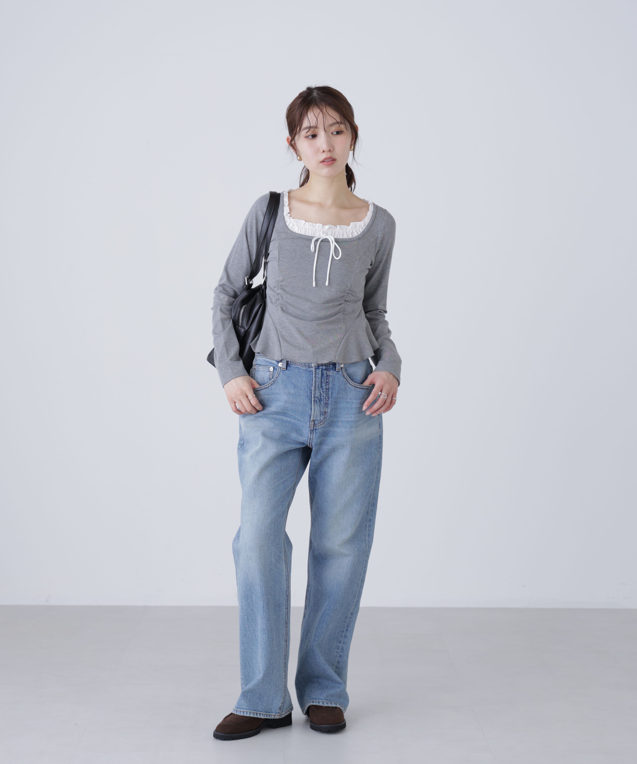  「レイヤード風ペプラムカットソー」|Tシャツ・カットソー|