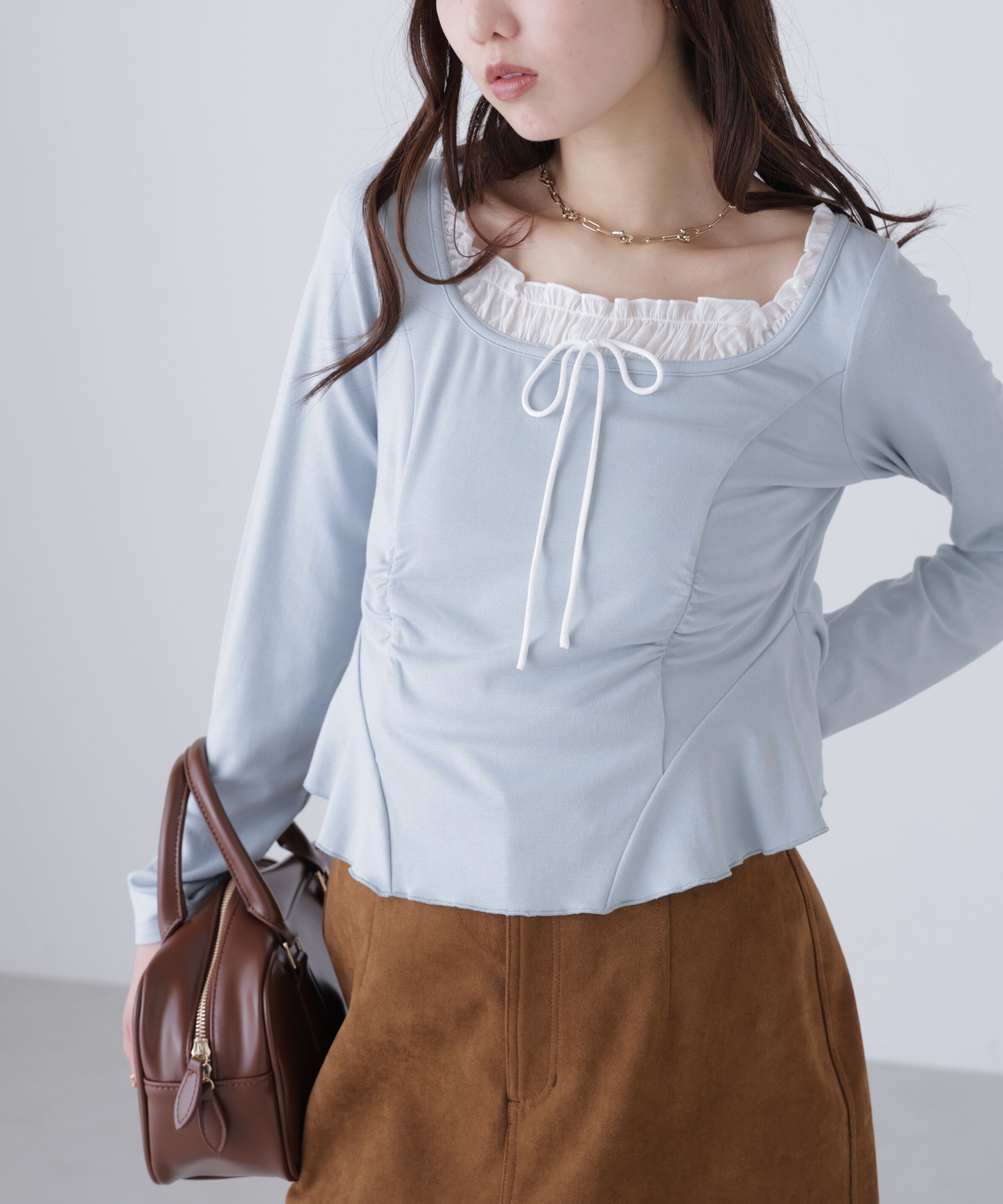  「レイヤード風ペプラムカットソー」|Tシャツ・カットソー|