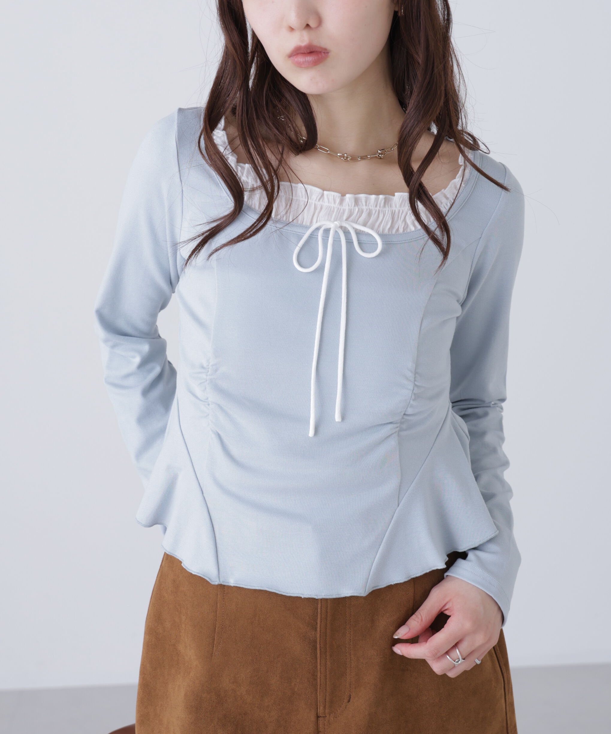  「レイヤード風ペプラムカットソー」|Tシャツ・カットソー|