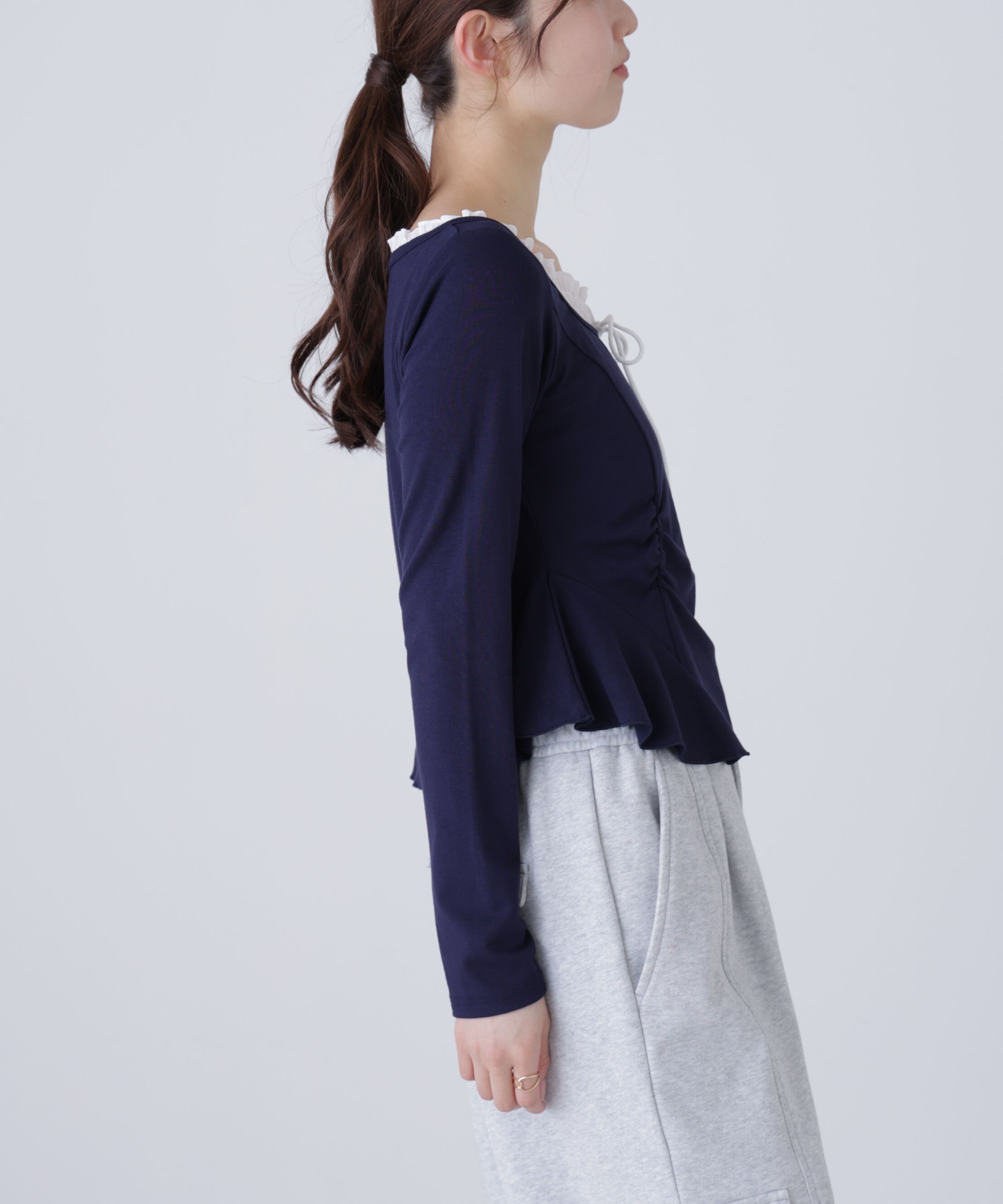  「レイヤード風ペプラムカットソー」|Tシャツ・カットソー|