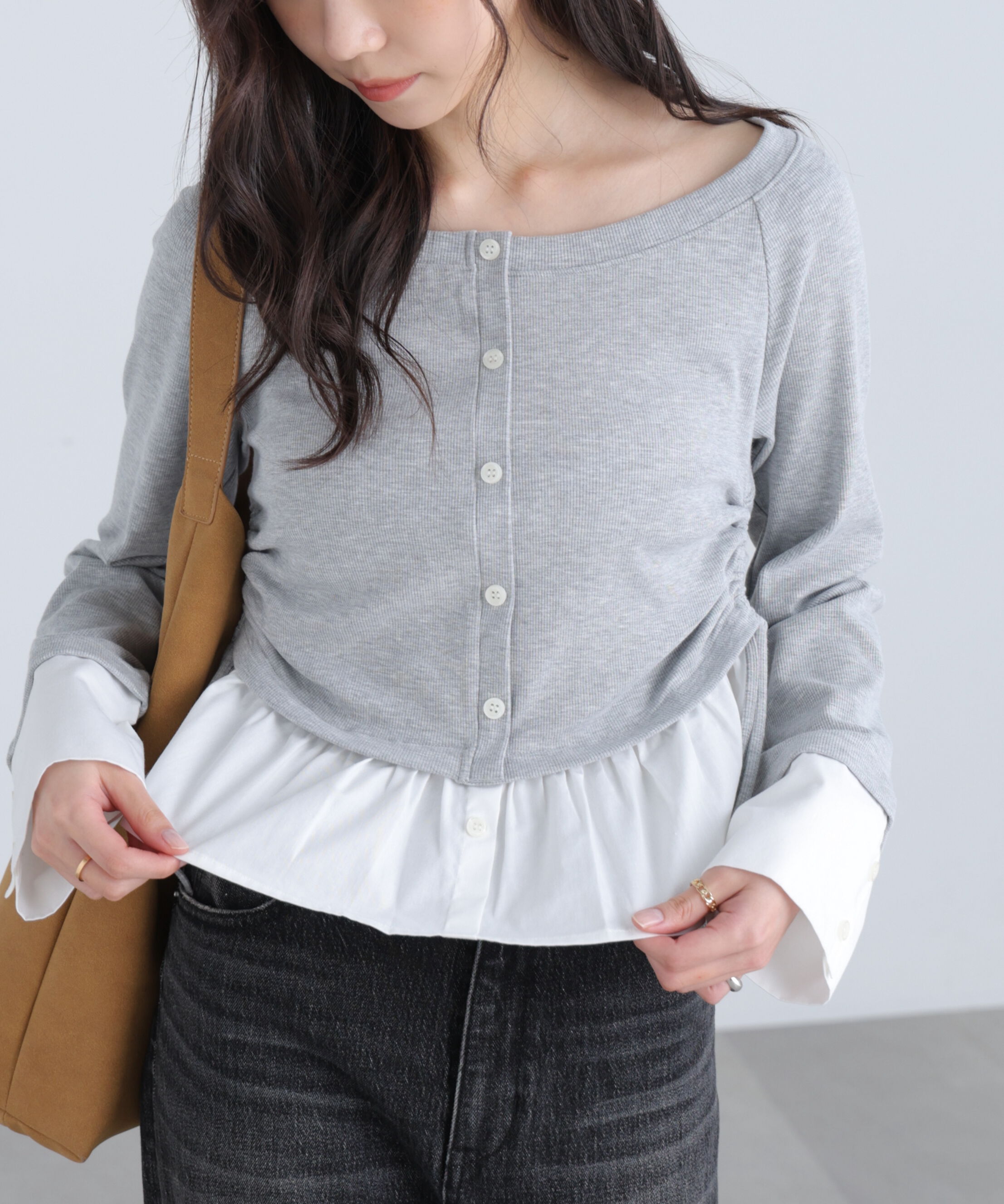  「布帛ドッキングサイドシャーリングカットソー」|Tシャツ・カットソー|