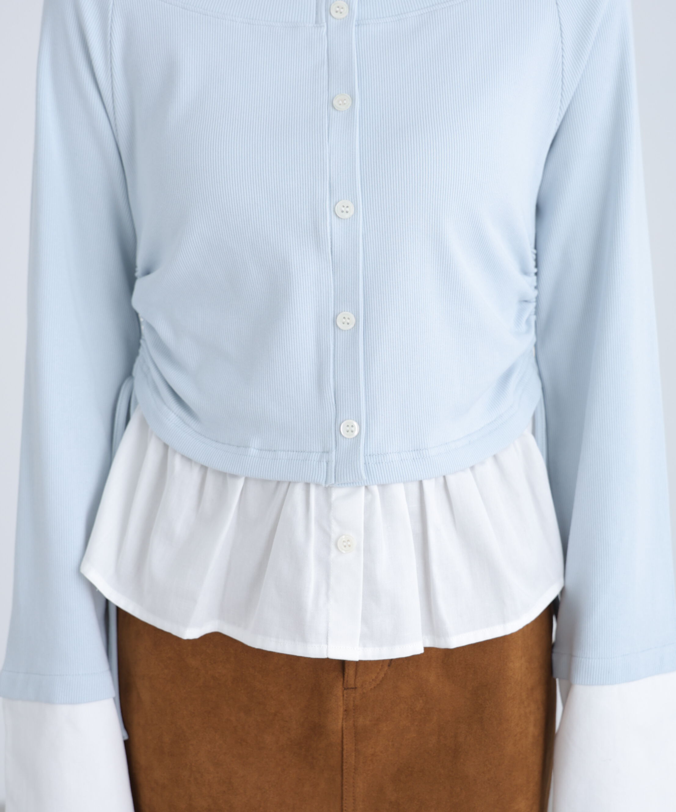  「布帛ドッキングサイドシャーリングカットソー」|Tシャツ・カットソー|