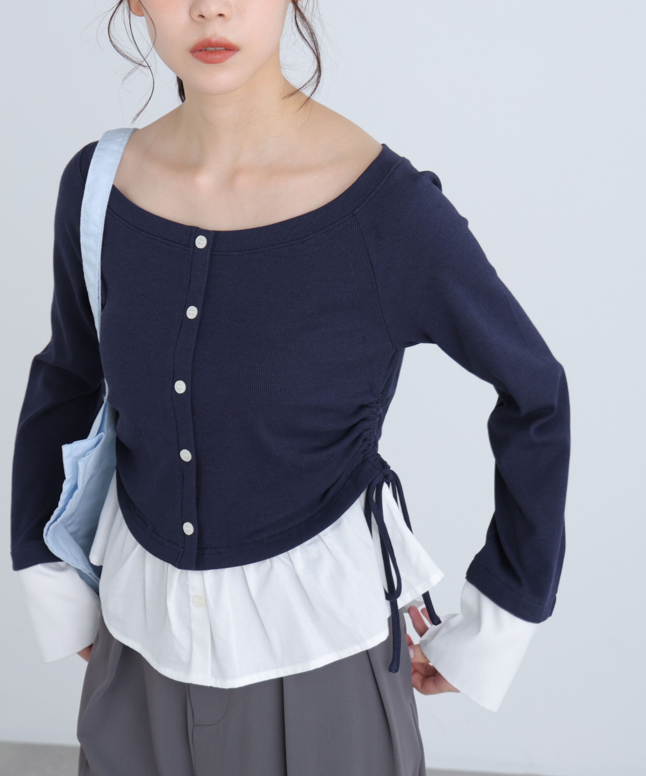  「布帛ドッキングサイドシャーリングカットソー」|Tシャツ・カットソー|