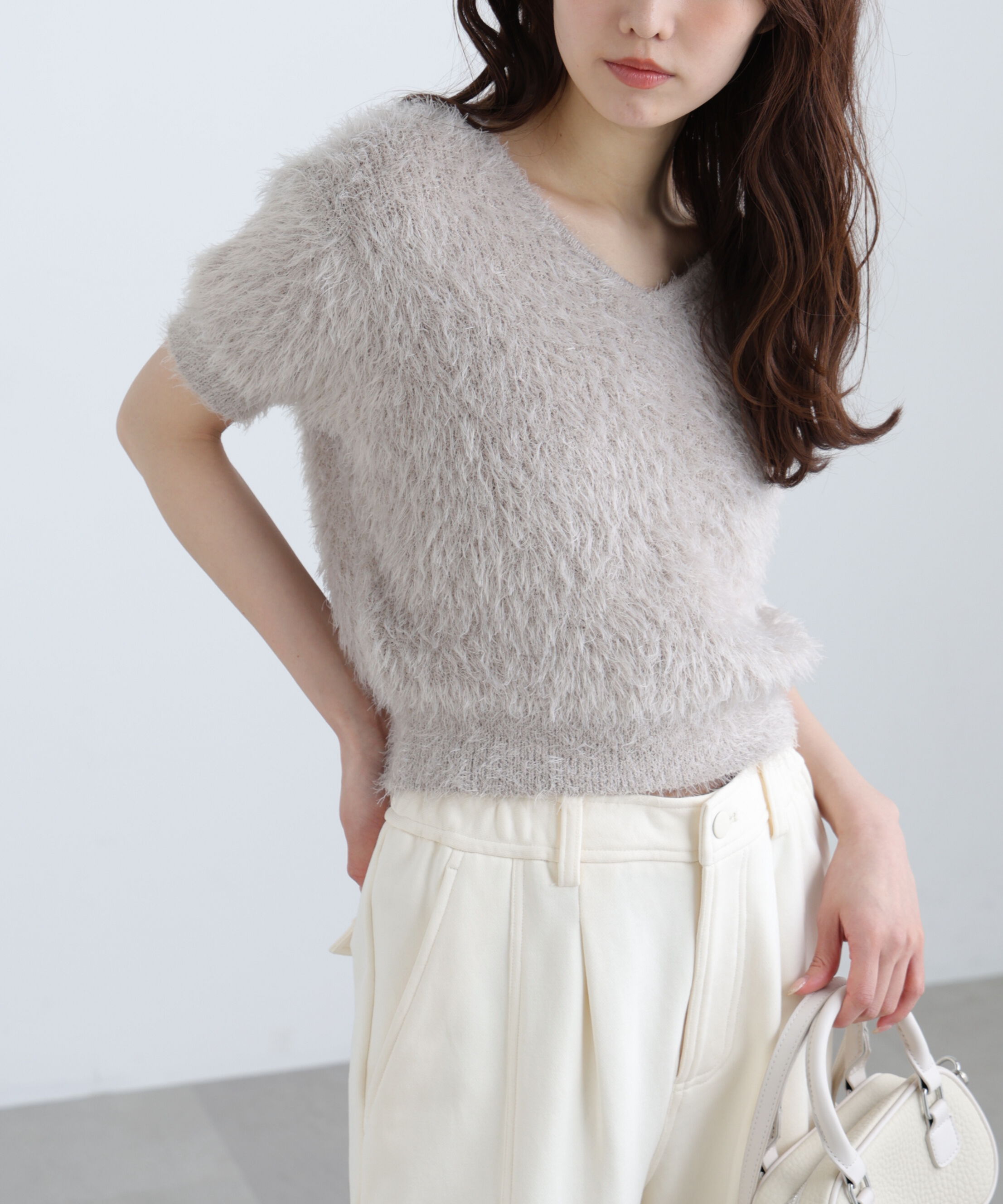  「前後2wayシャギー半袖ニット」|ニット・セーター|