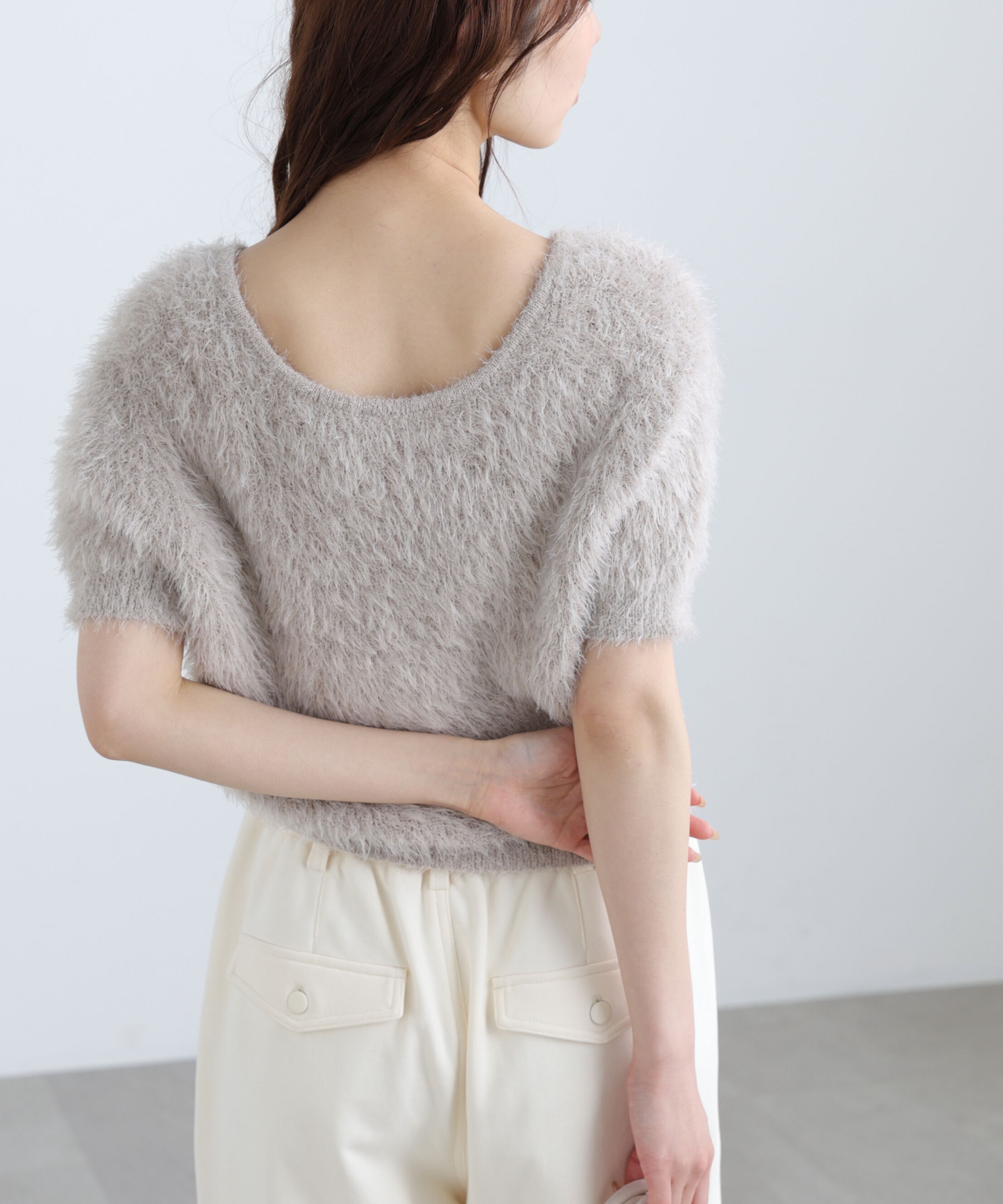  「前後2wayシャギー半袖ニット」|ニット・セーター|